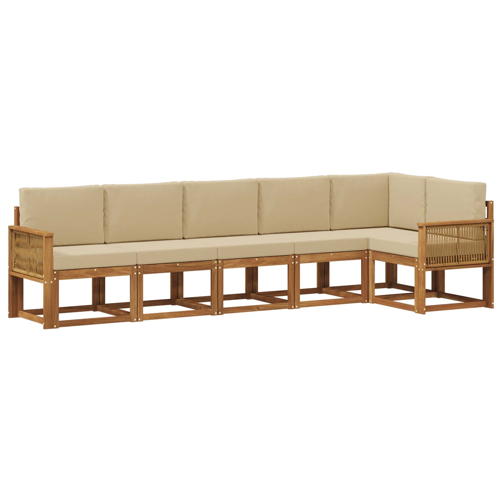 Set vanjskih sofa 6 kom. Prirodna i bež Poliester