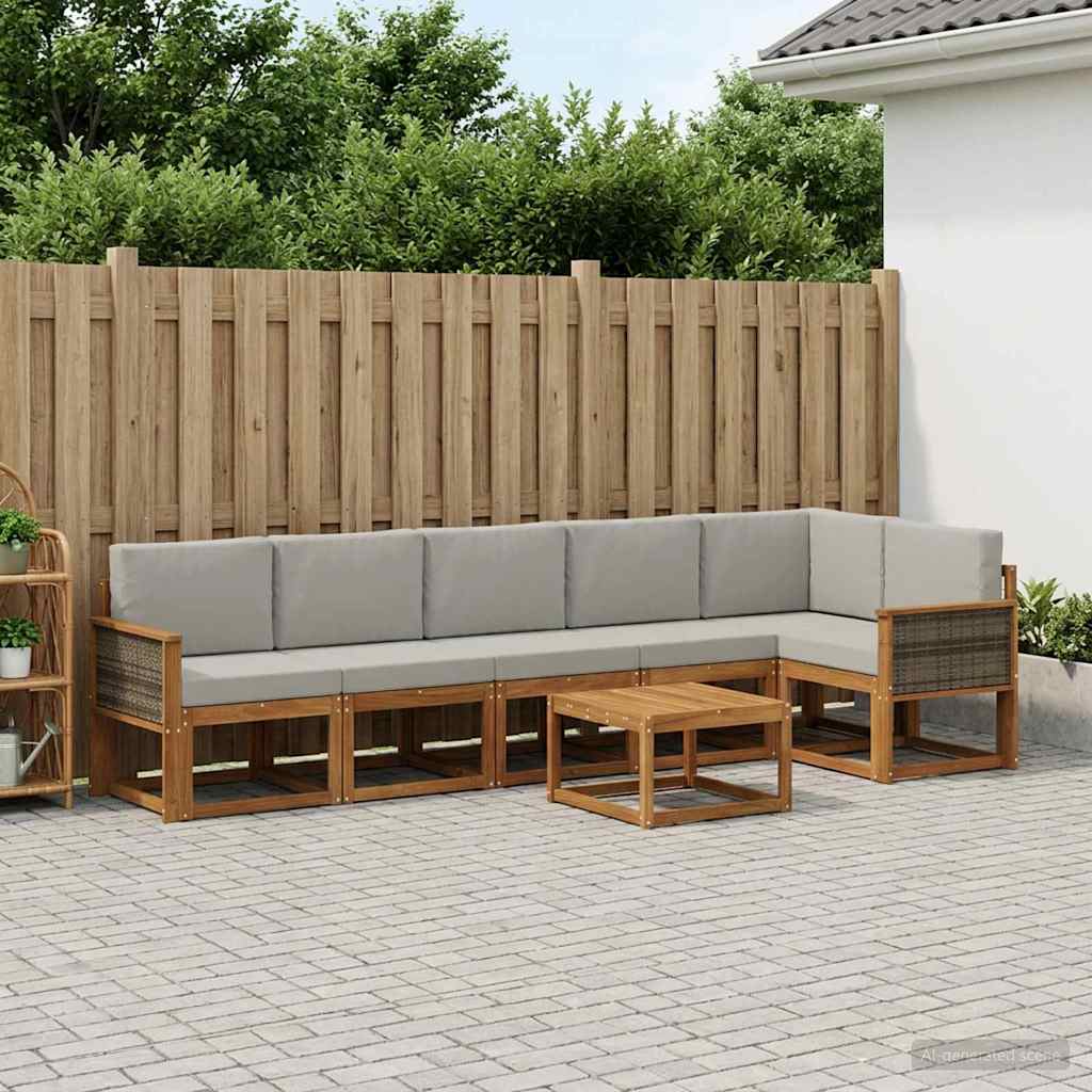 Set vanjskih sofa 7 pcs Prirodna i svjetlosiva Poliester