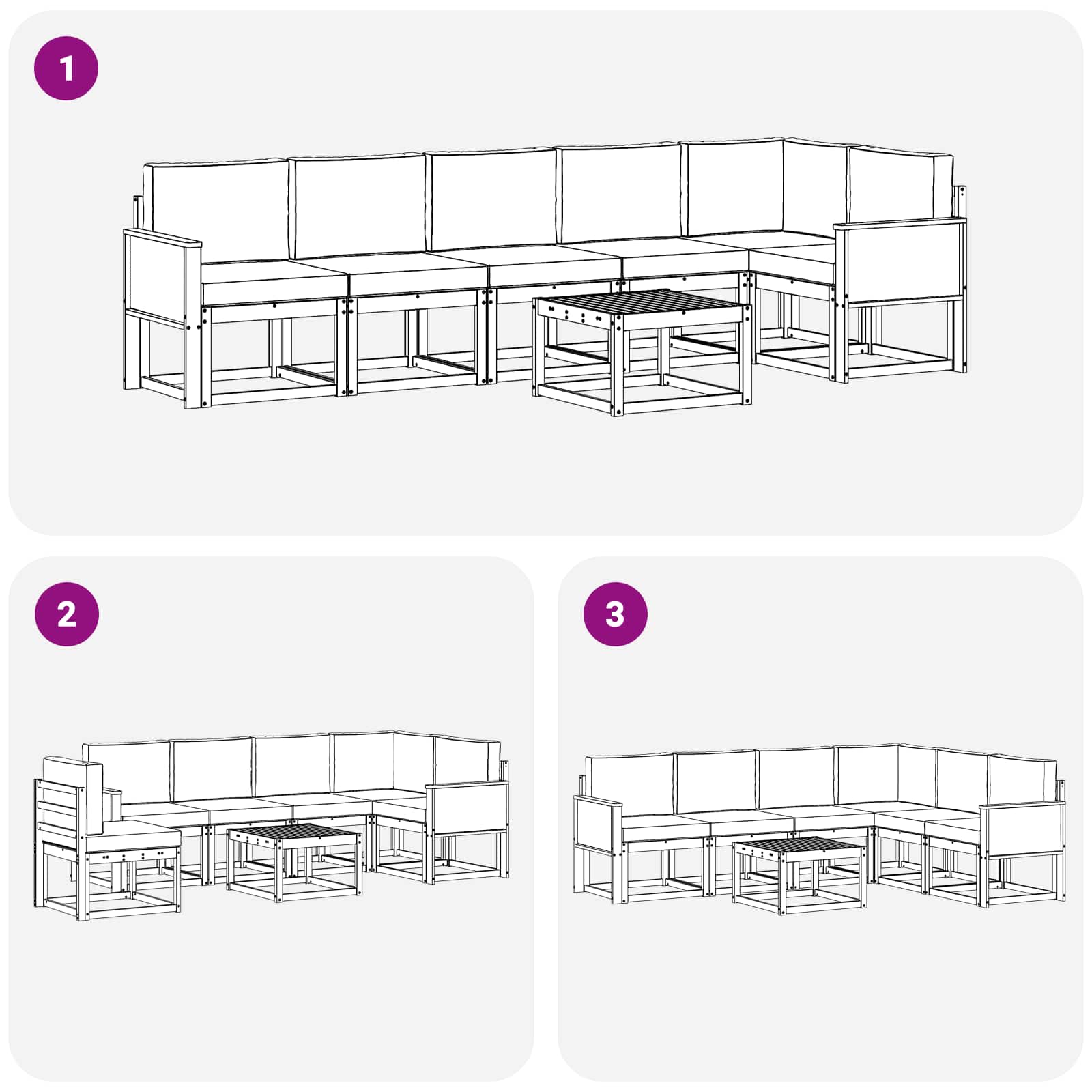 Set vanjskih sofa s jastukom 7 pcs Prirodna i krem Poliester