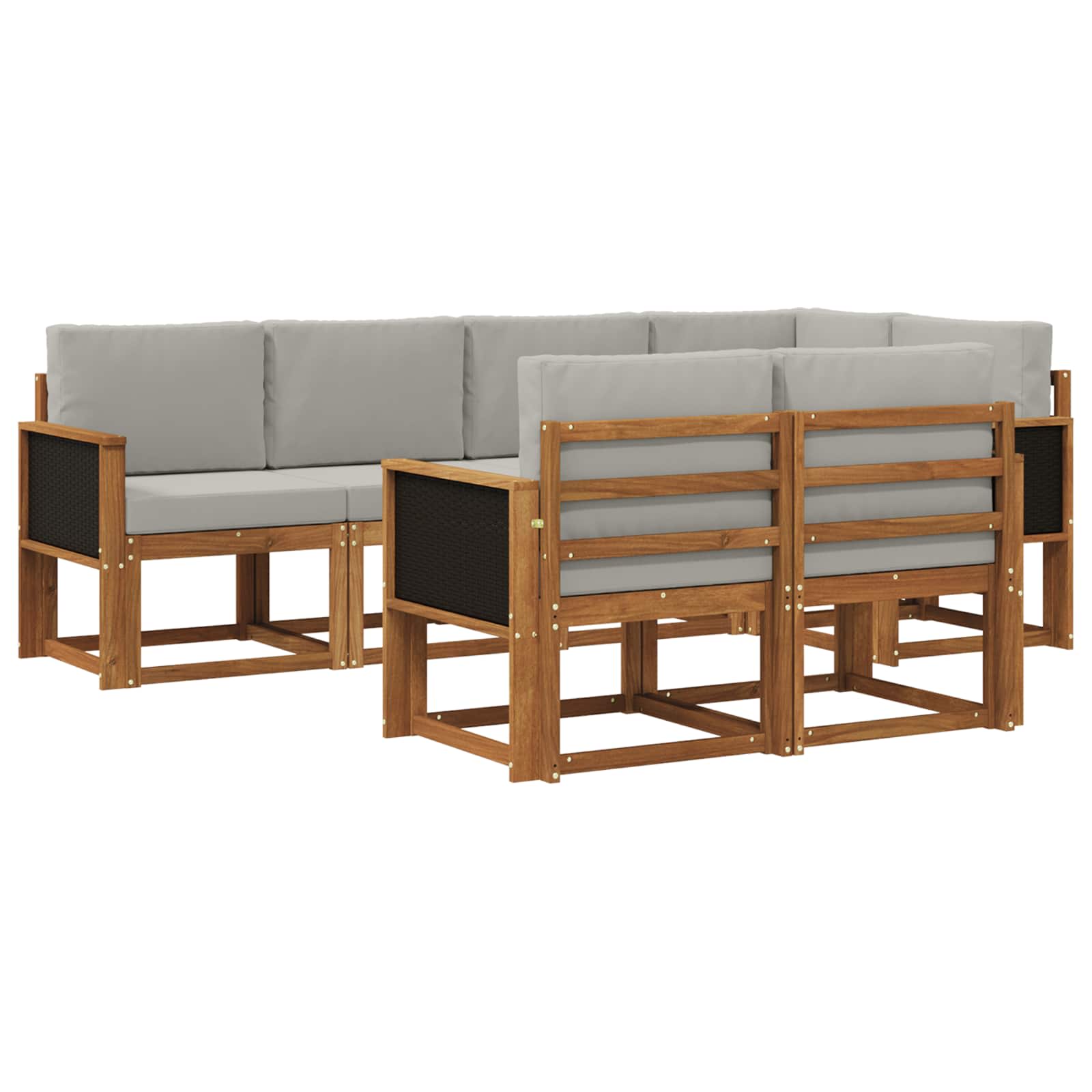 Set vanjskih sofa 7 pcs Prirodna i svjetlosiva Poliester