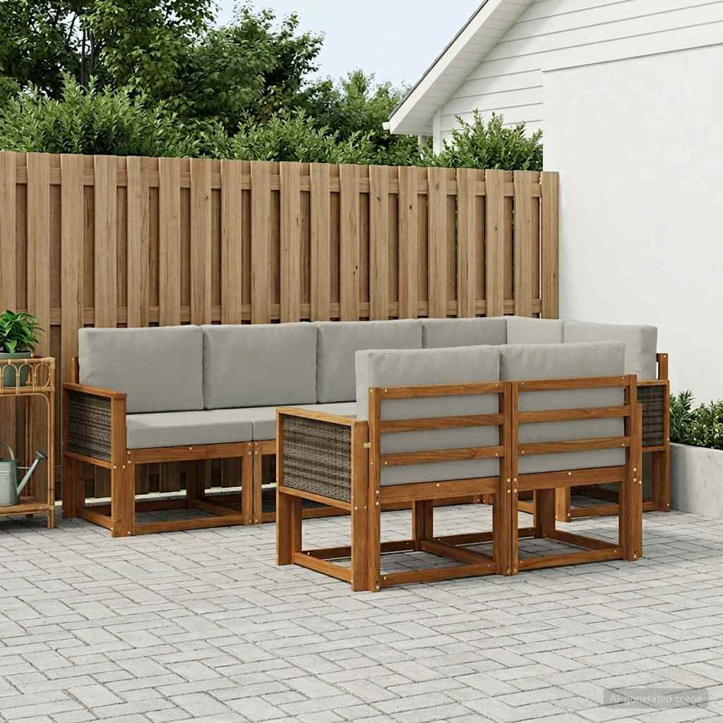 Set vanjskih sofa 7 pcs Prirodna i svjetlosiva Poliester