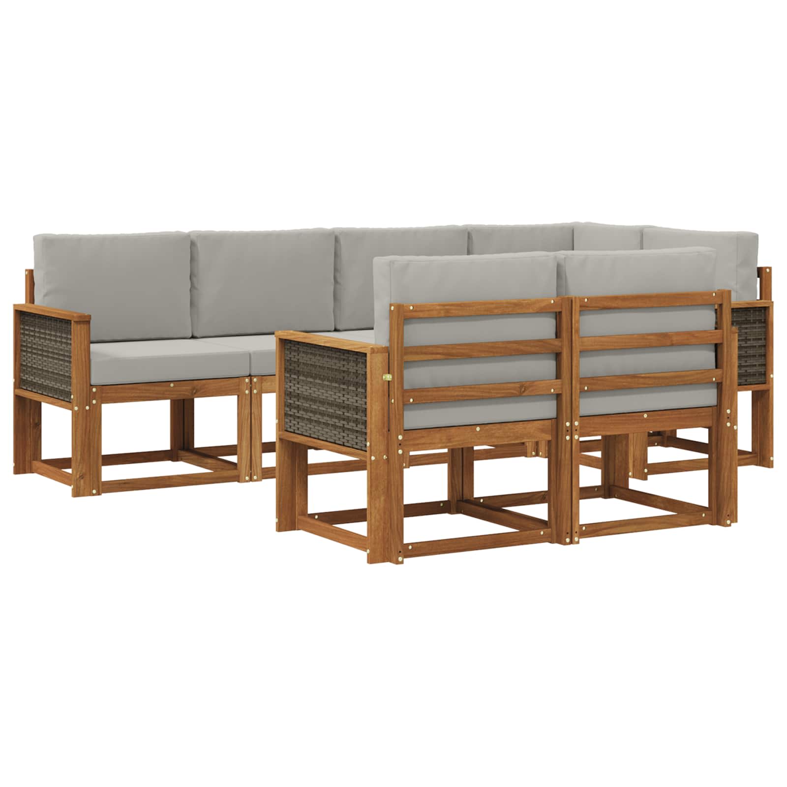 Set vanjskih sofa 7 pcs Prirodna i svjetlosiva Poliester