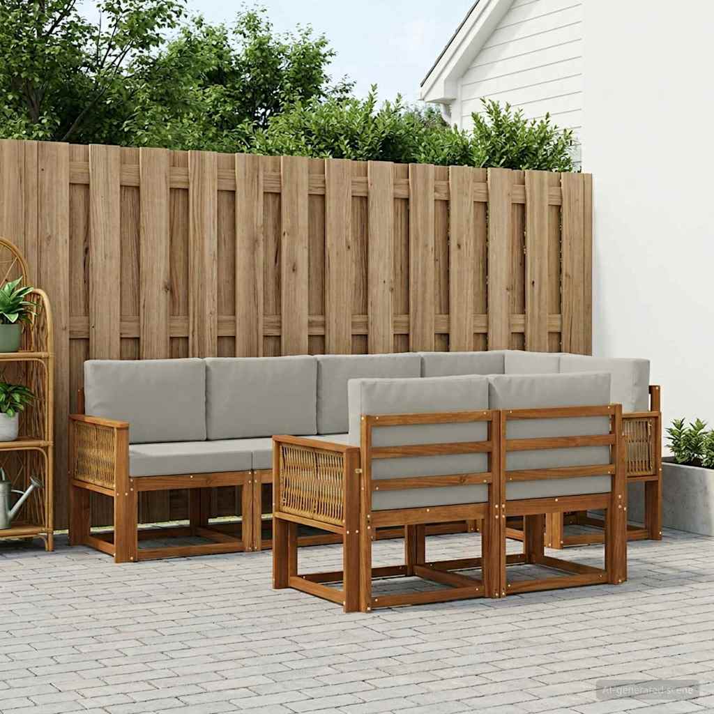 Set vanjskih sofa 7 pcs Prirodna i svjetlosiva Poliester