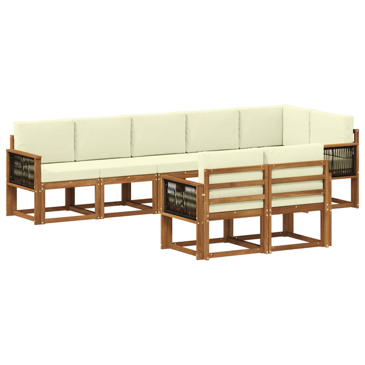 Set vanjskih sofa 8 kom. Prirodna i krem Poliester