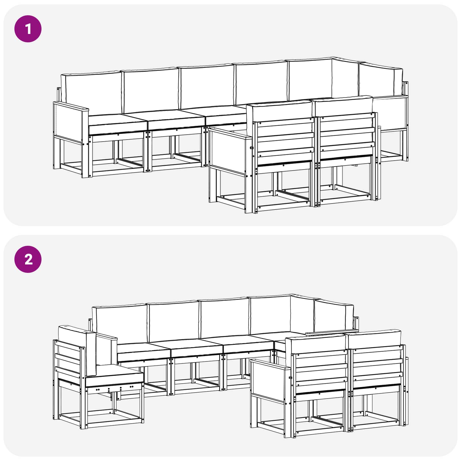 Set vanjskih sofa 8 pcs Prirodna i svjetlosiva Poliester