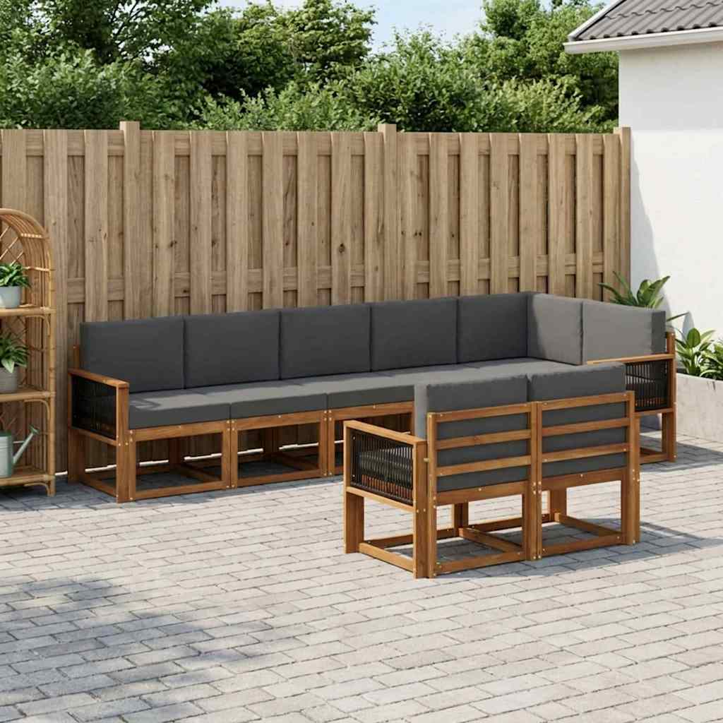 Set vanjskih sofa 8 pcs Prirodna i antracit Poliester