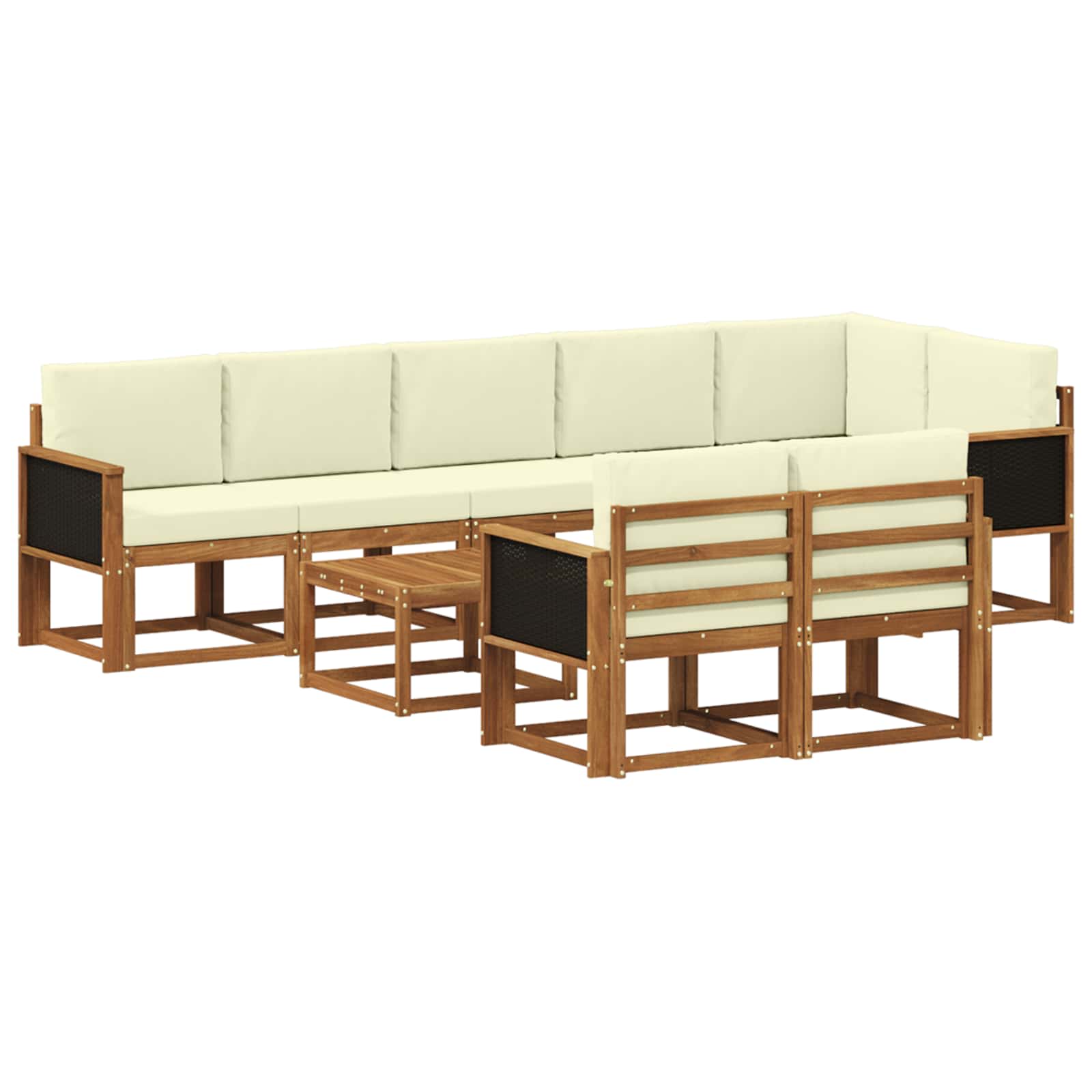 Set vanjskih sofa 9 kom. Prirodna i krem Poliester