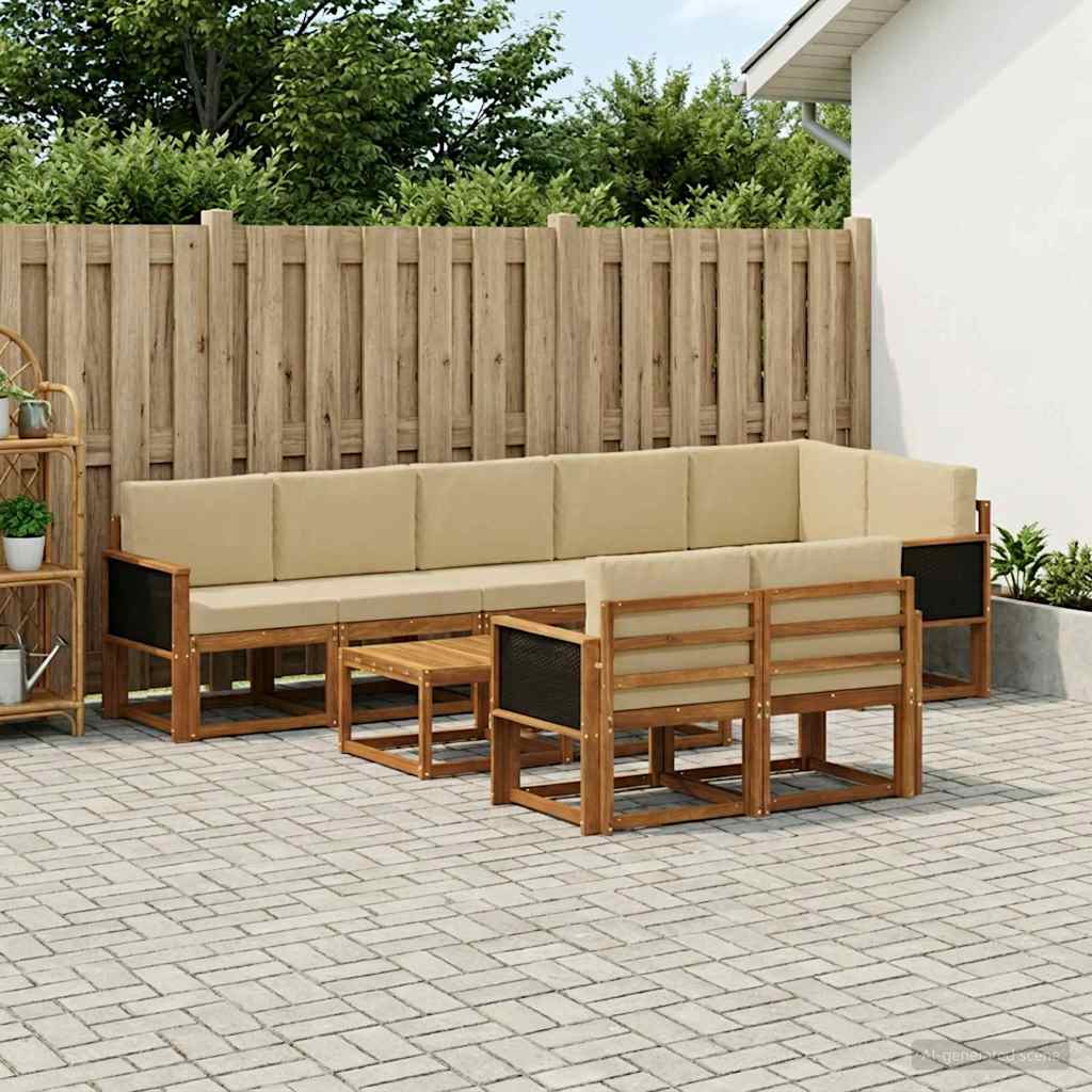 Set vanjskih sofa 9 kom. Prirodna i bež Poliester
