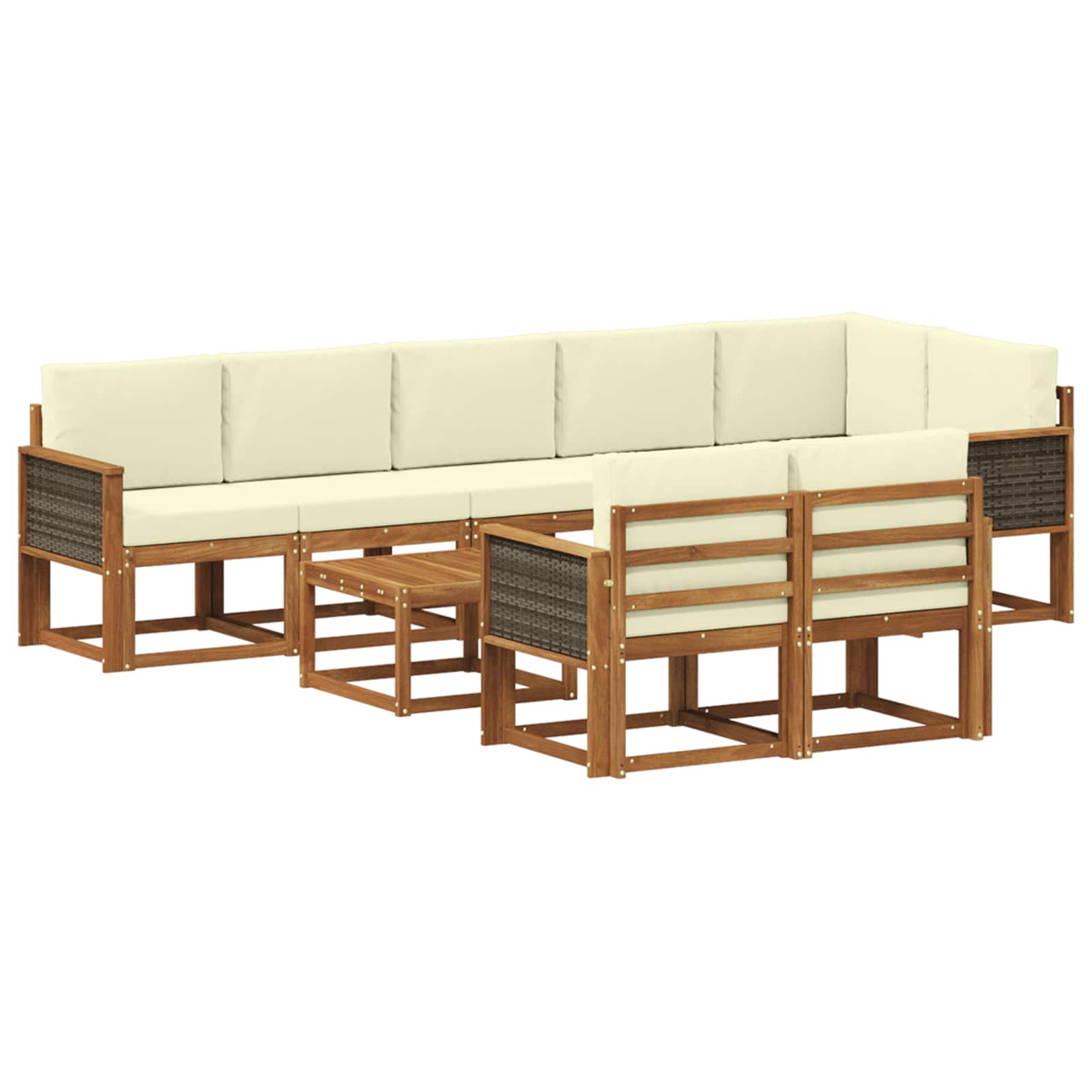 Set vanjskih sofa s jastukom 9 pcs Prirodna i krem Poliester