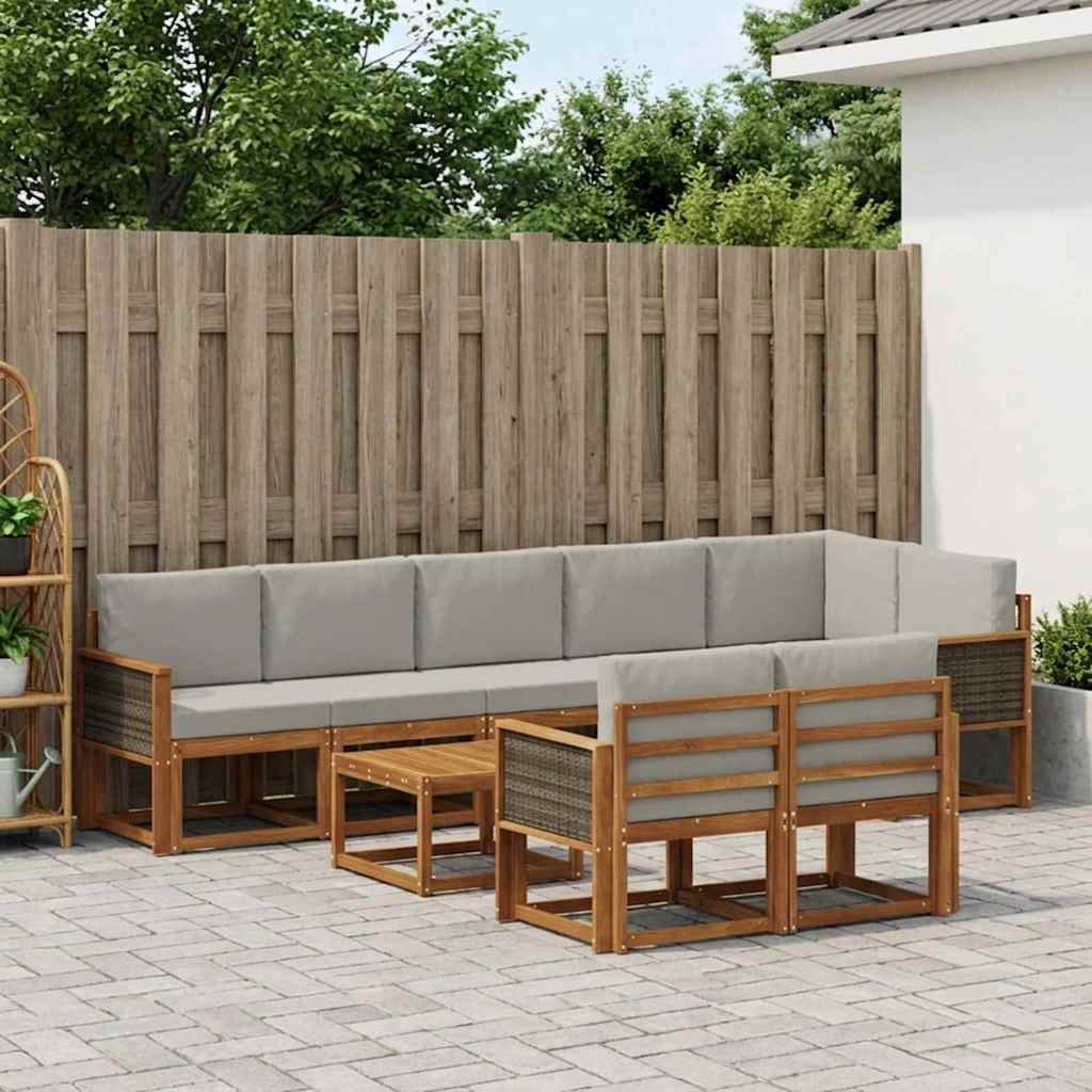 Set vanjskih sofa 9 kom. Prirodna i svjetlosiva Poliester