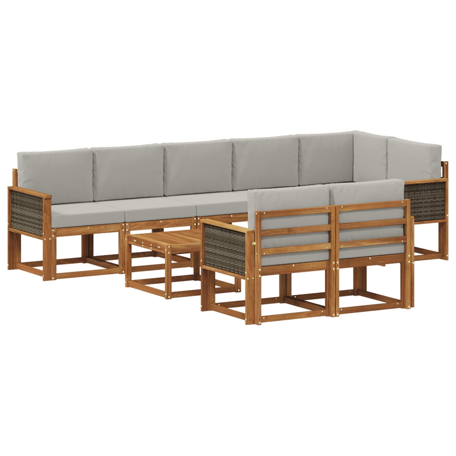 Set vanjskih sofa 9 kom. Prirodna i svjetlosiva Poliester