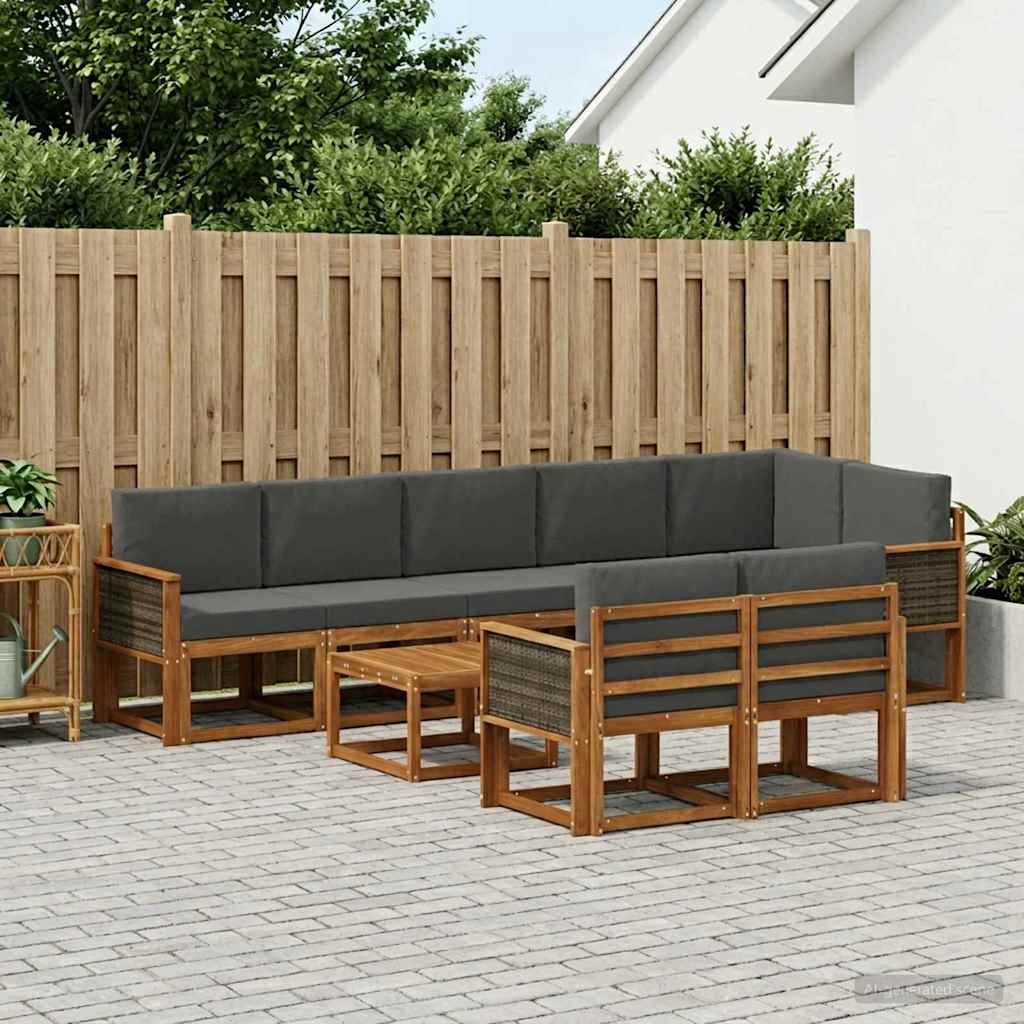 Set vanjskih sofa 9 kom. Prirodna i antracit Poliester