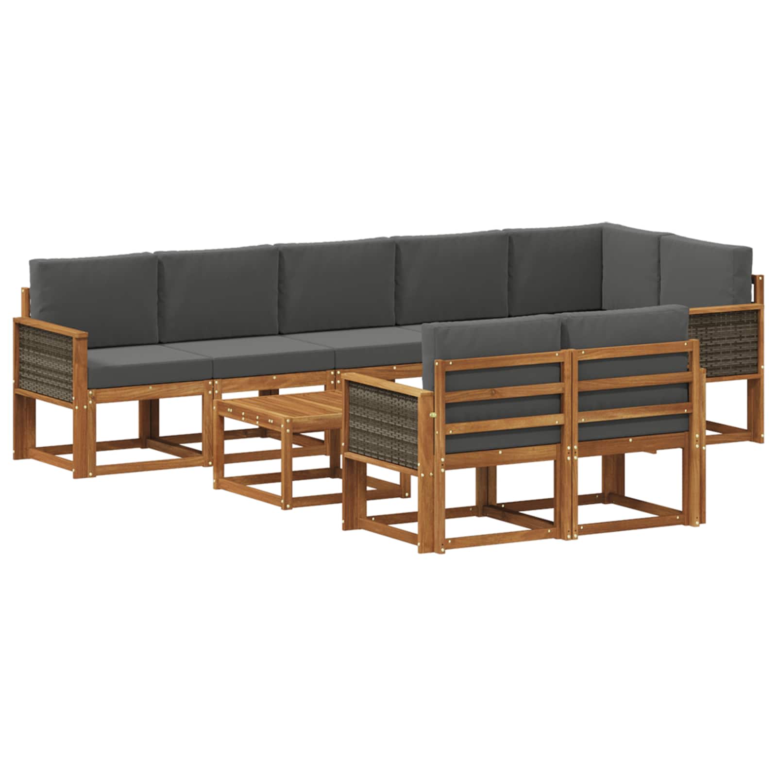 Set vanjskih sofa 9 kom. Prirodna i antracit Poliester