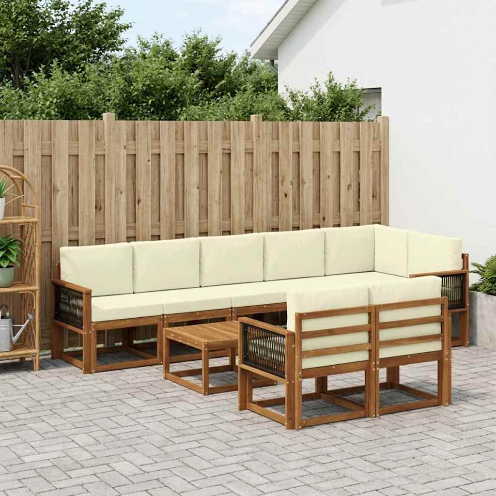 Set vanjskih sofa s jastukom 9 pcs Prirodna i krem Poliester