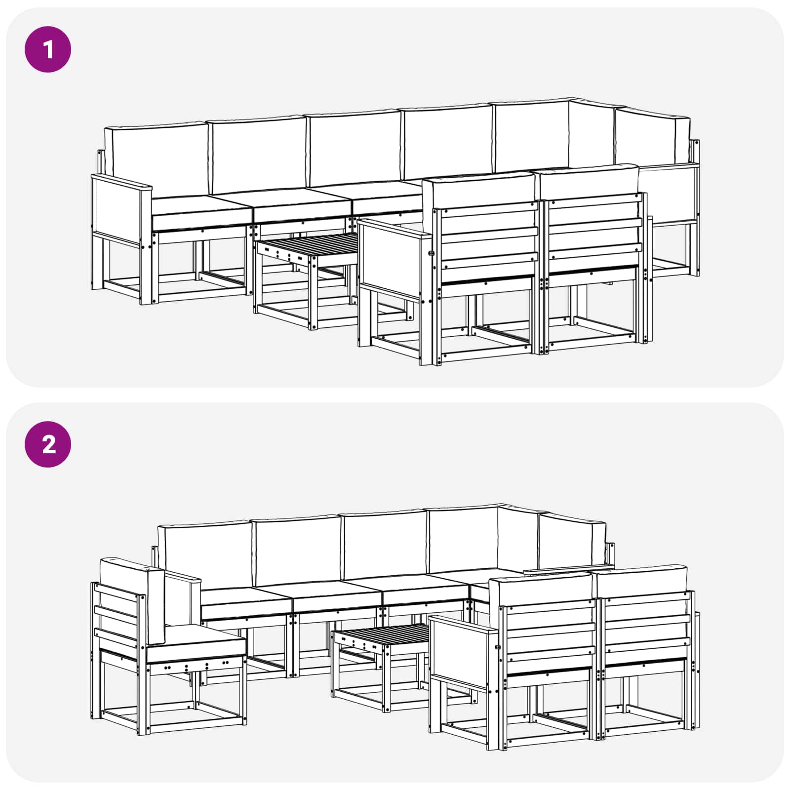 Set vanjskih sofa s jastukom 9 pcs Prirodna i krem Poliester