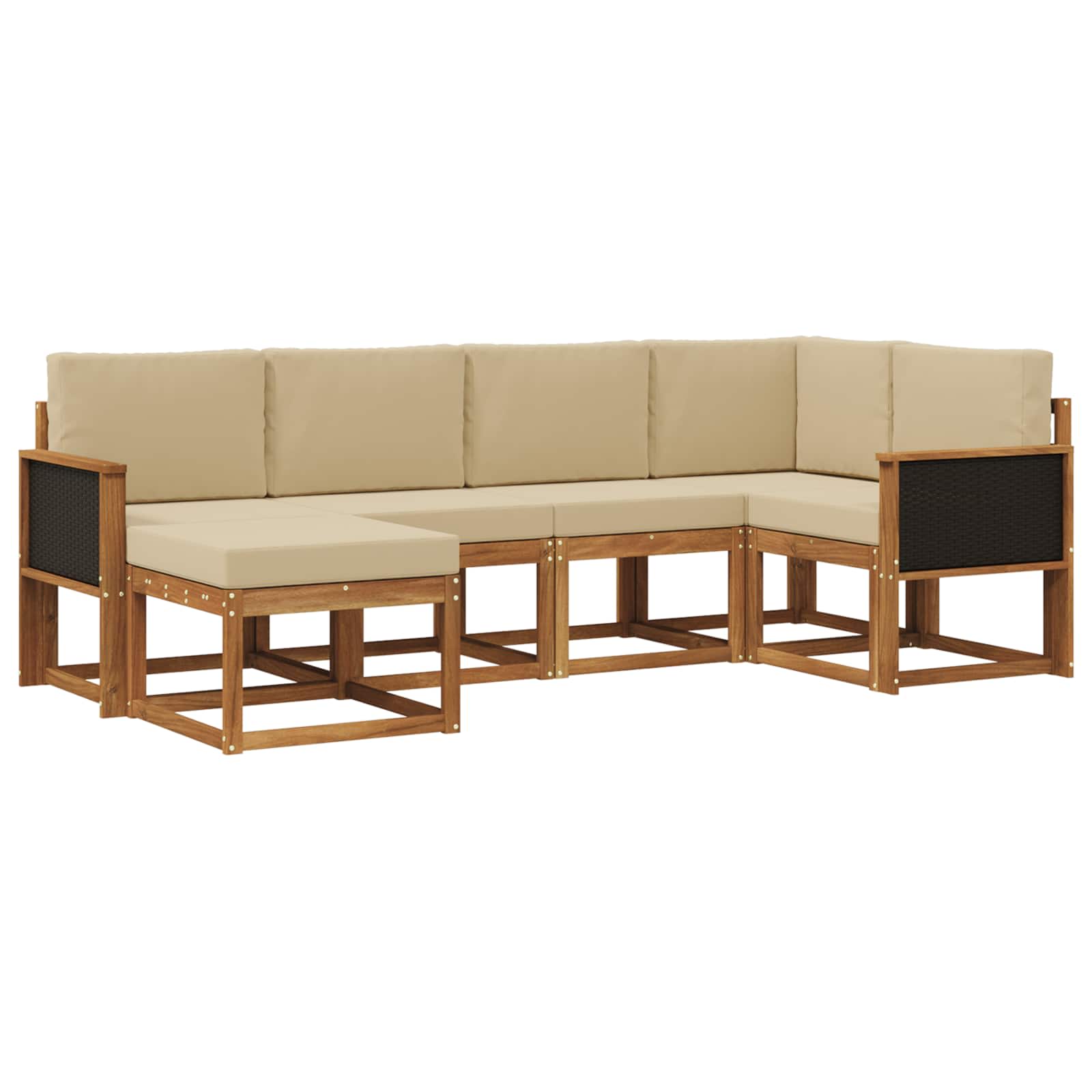 Set vanjskih sofa 6 pcs Prirodna i bež Čvrsto drvo akacije