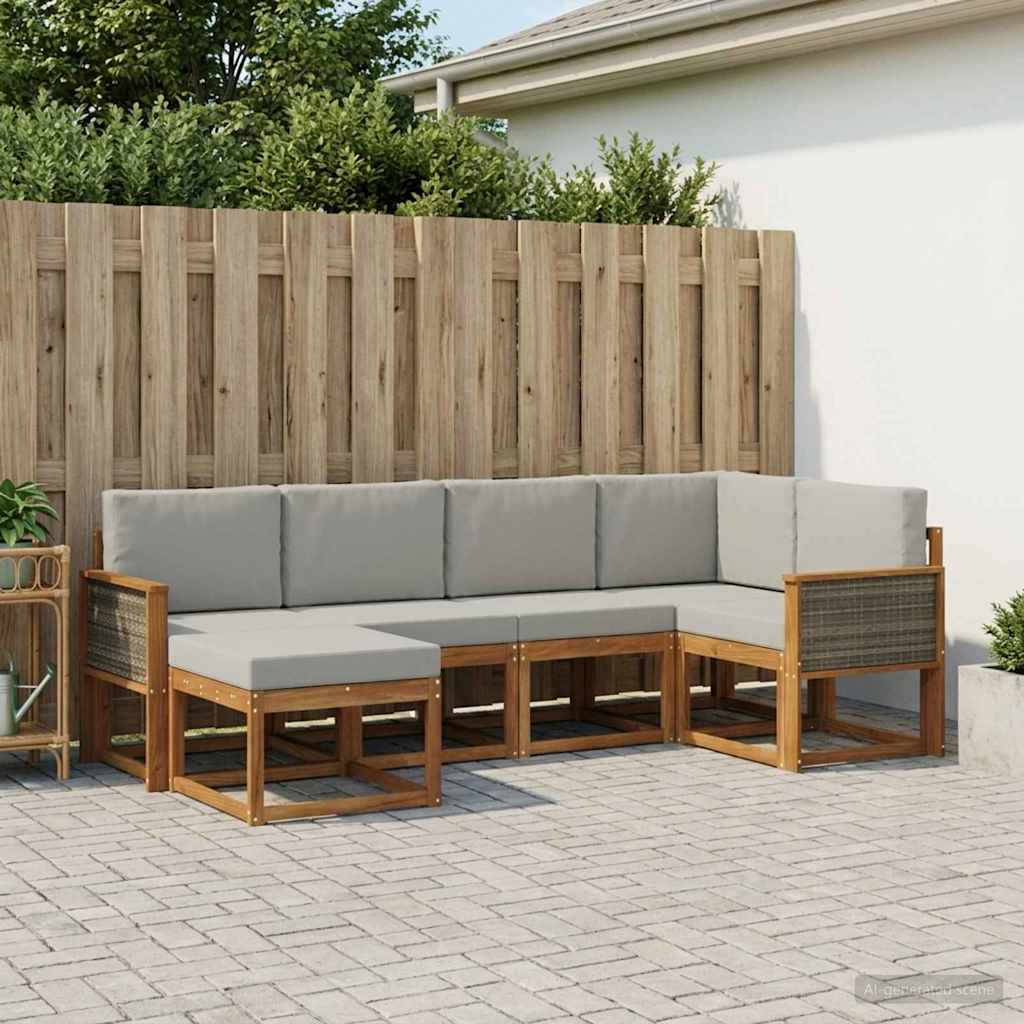 Set vanjskih sofa 6 pcs Prirodna i svjetlosiva Poliester