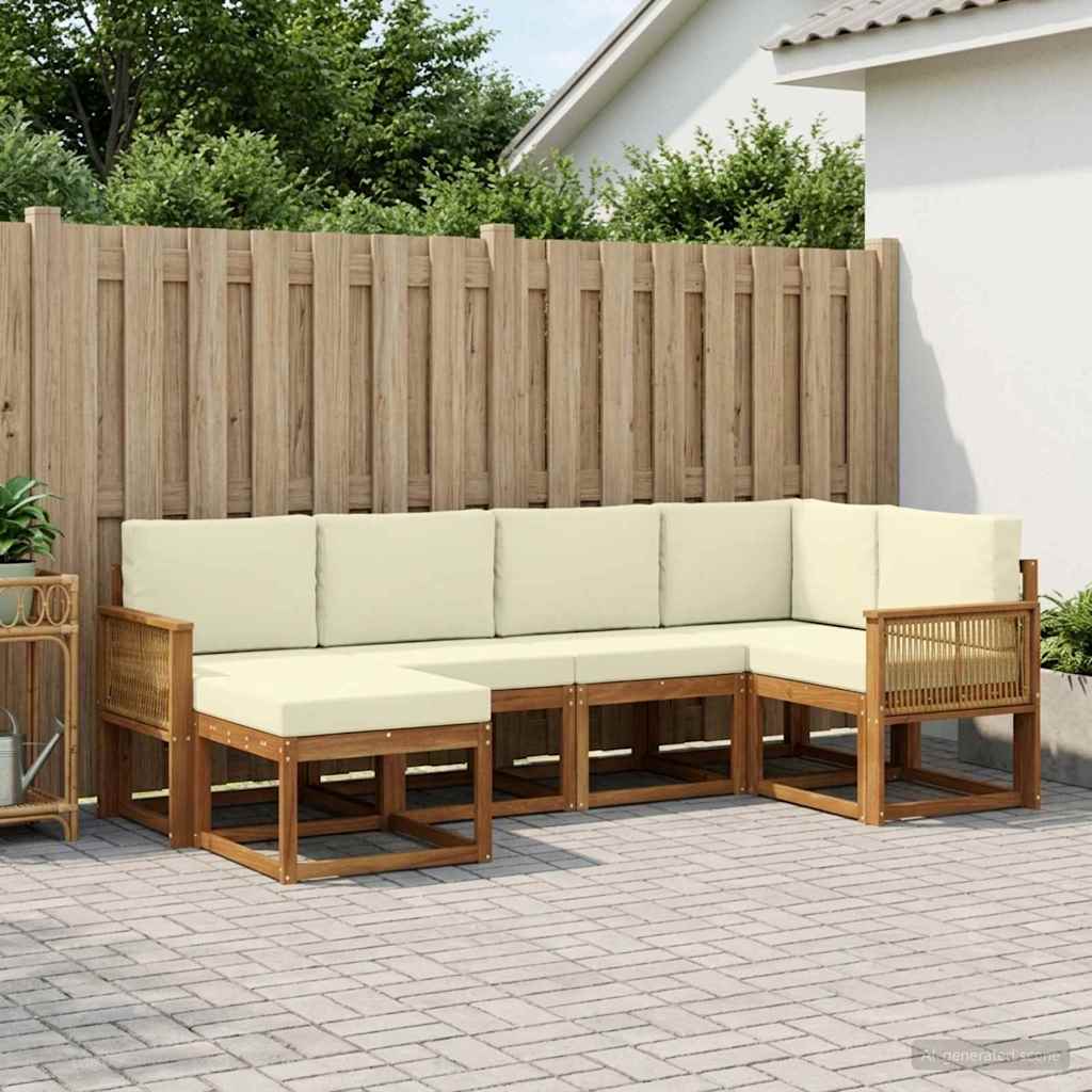 Set vanjskih sofa s jastukom 6 pcs Prirodna i krem Poliester