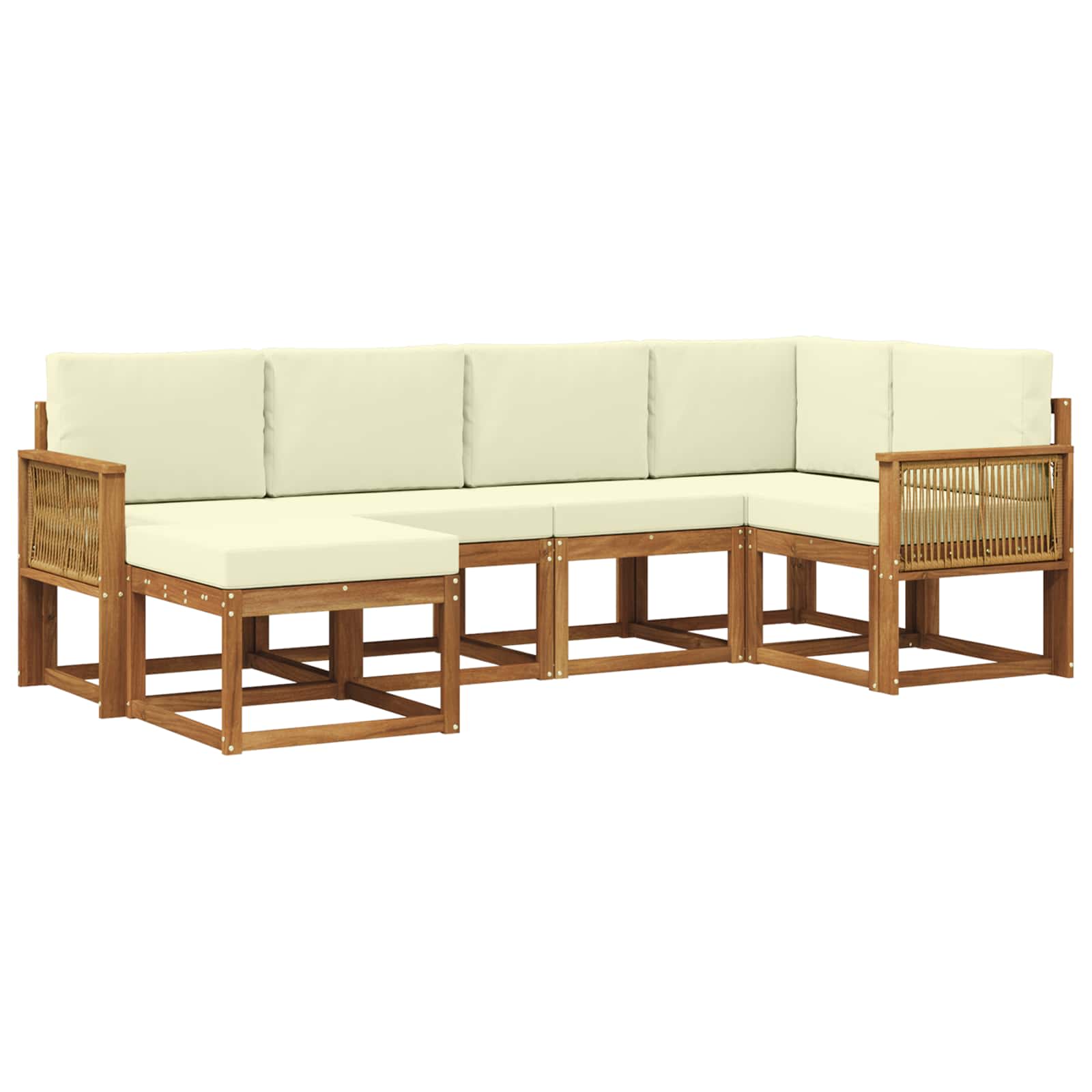 Set vanjskih sofa s jastukom 6 pcs Prirodna i krem Poliester