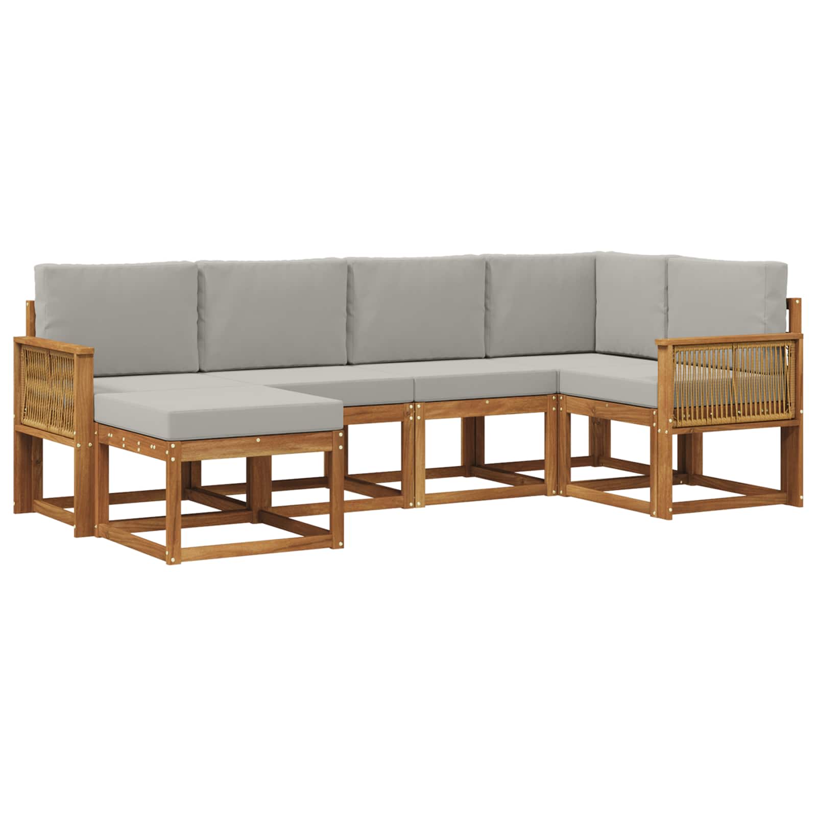 Set vanjskih sofa 6 pcs Prirodna i svjetlosiva Poliester