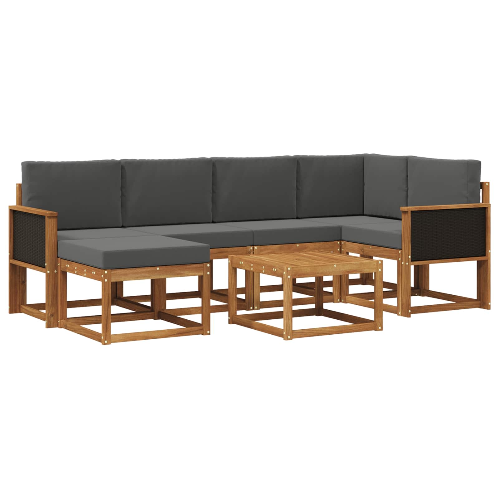 Set vanjskih sofa 7 pcs Prirodna i antracit Čvrsto drvo akacije