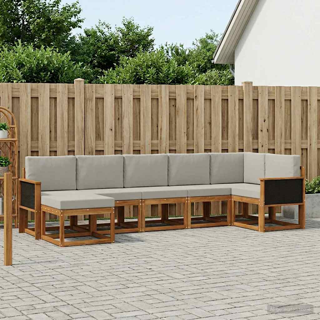 Set vanjskih sofa 7 pcs Prirodna i svjetlosiva Poliester
