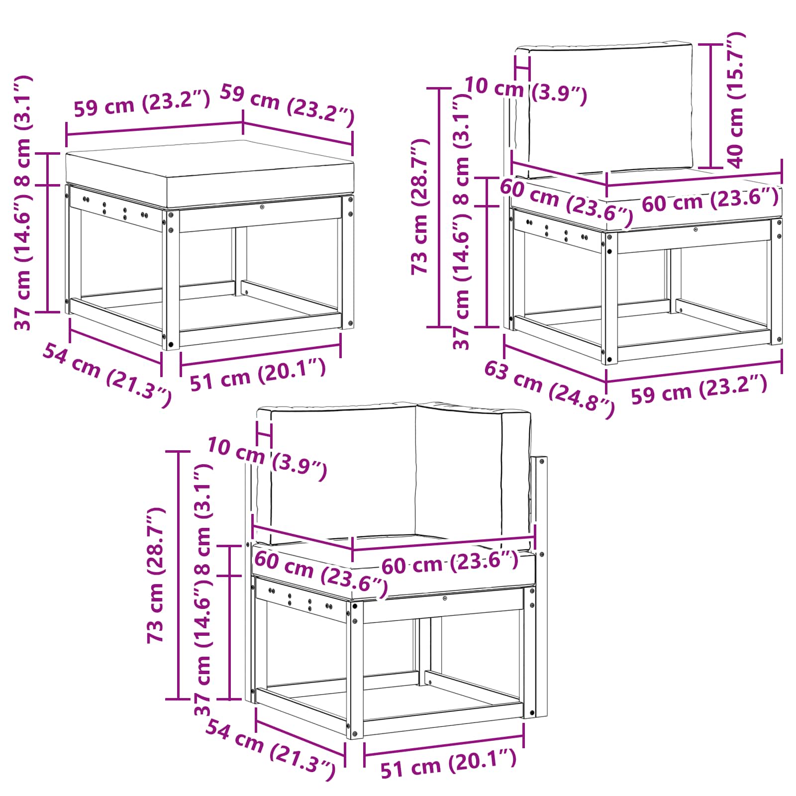Set vanjskih sofa 7 pcs Prirodna i svjetlosiva Poliester