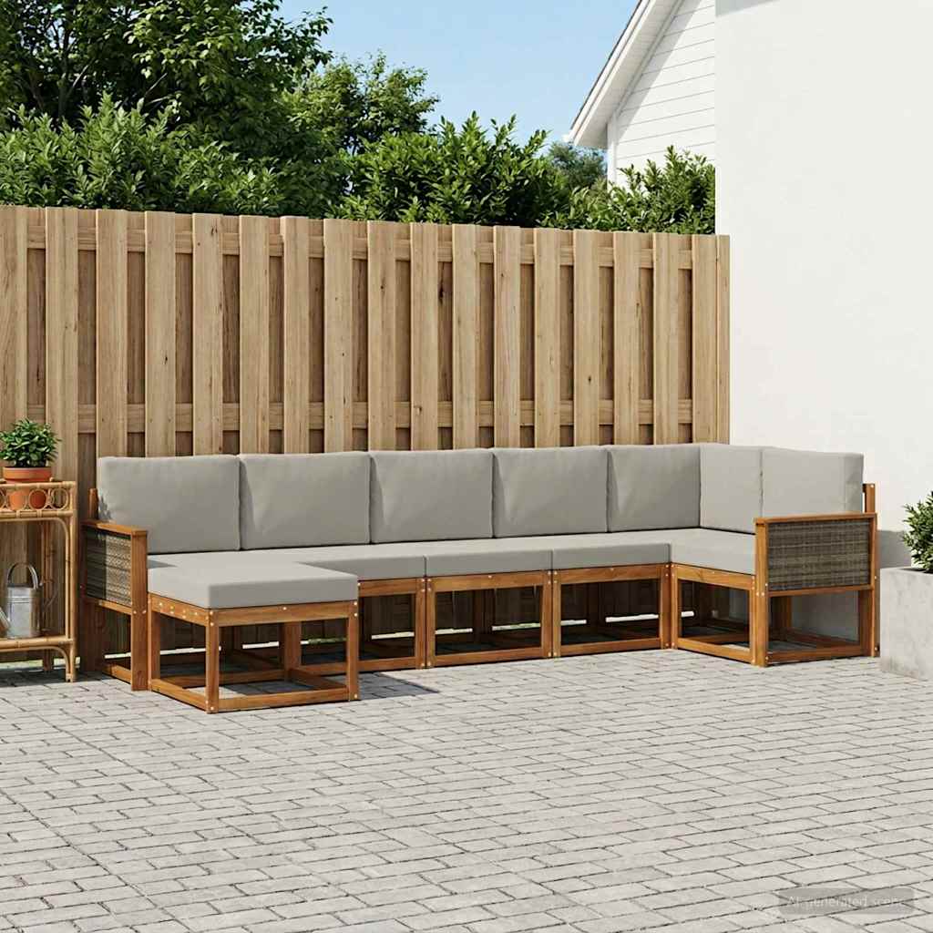 Set vanjskih sofa 7 pcs Prirodna i svjetlosiva Poliester