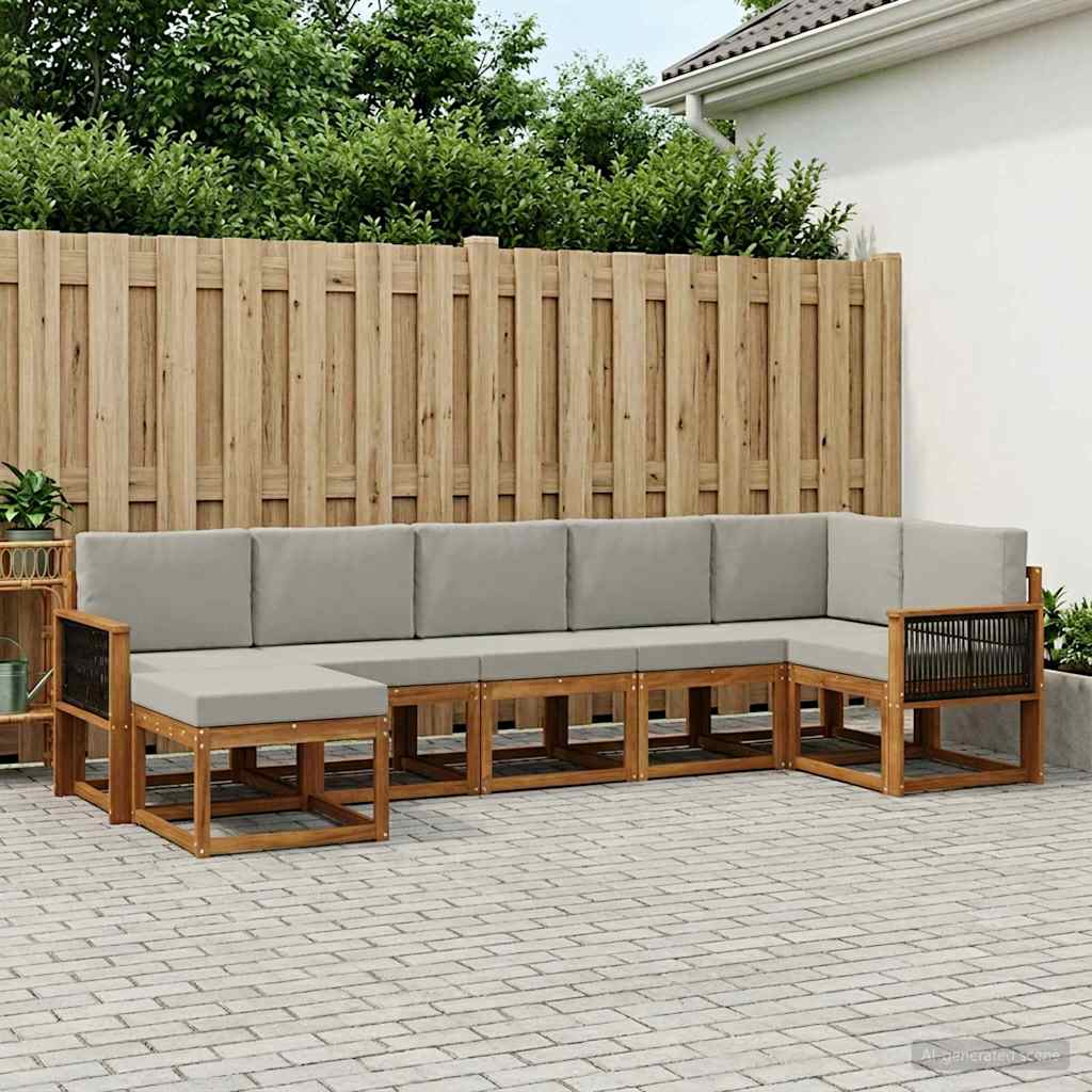 Set vanjskih sofa 7 pcs Prirodna i svjetlosiva Poliester