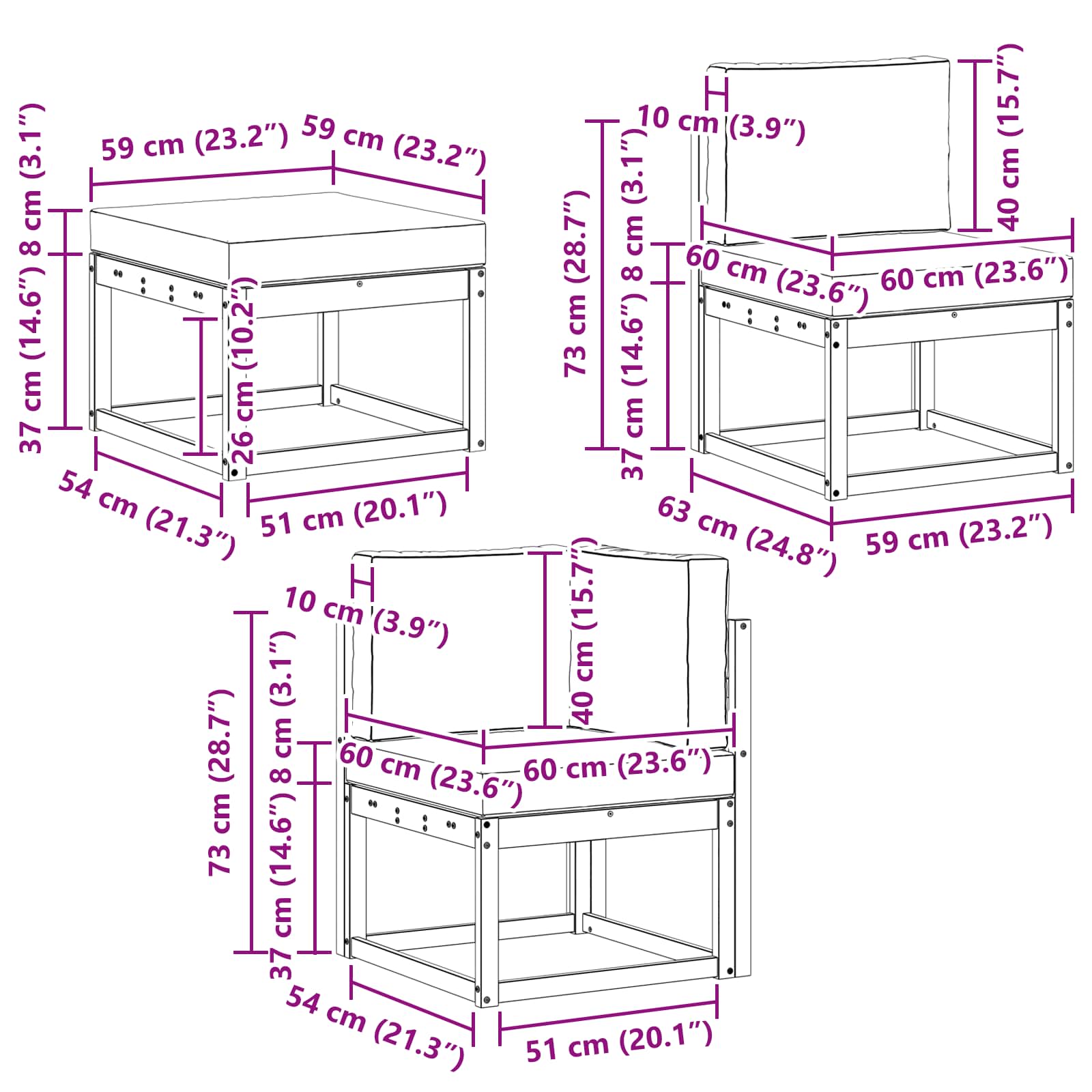Set vanjskih sofa 7 pcs Prirodna i antracit Poliester