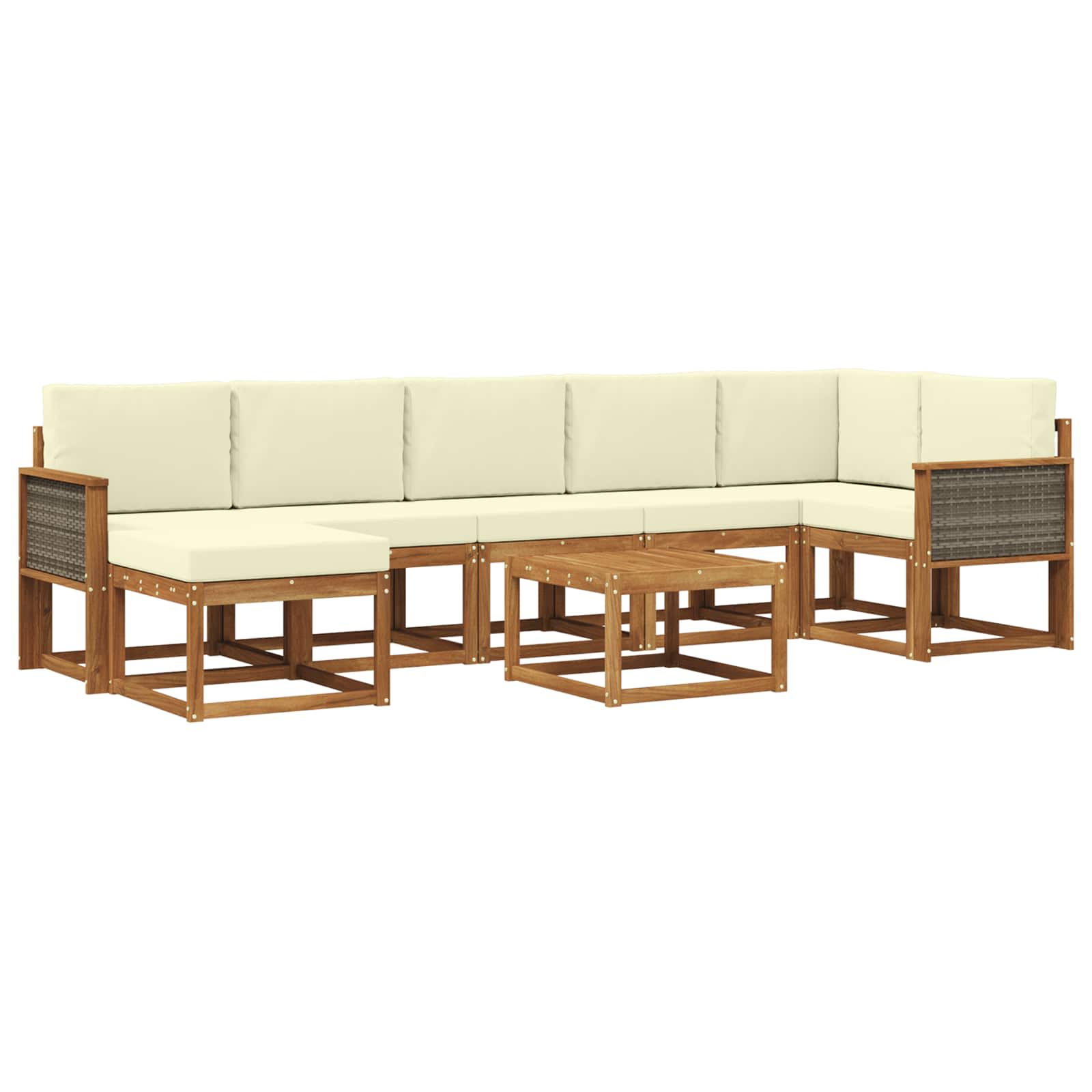 Set vanjskih sofa s jastukom 8 pcs Prirodna i krem Poliester