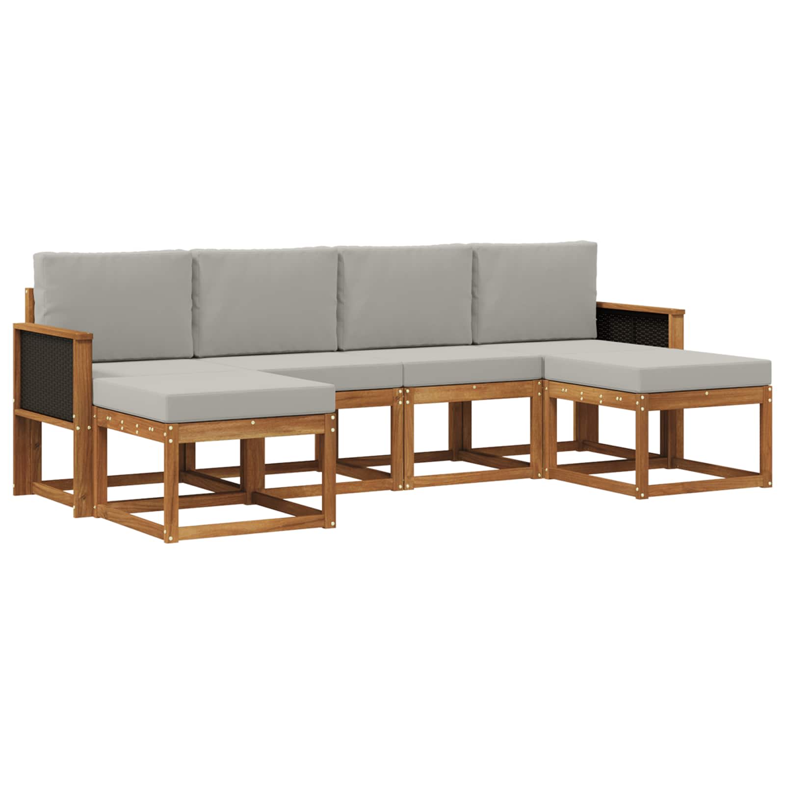 Set vanjskih sofa 6 pcs Prirodna i svjetlosiva Poliester