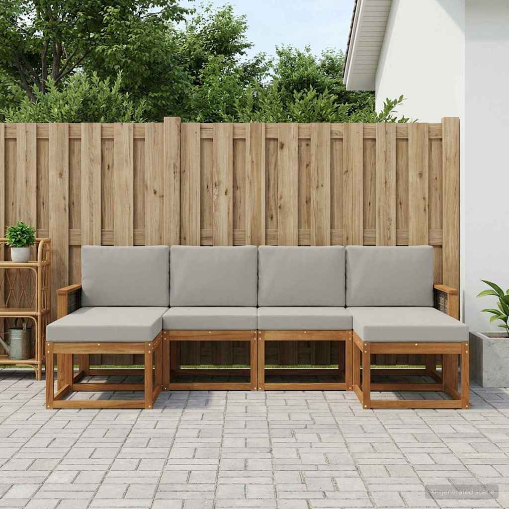 Set vanjskih sofa 6 pcs Prirodna i svjetlosiva Poliester