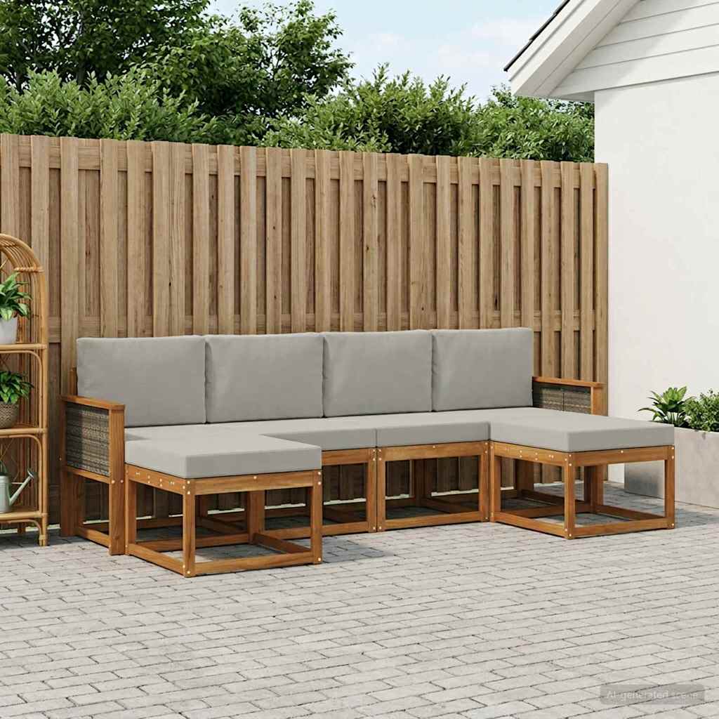 Set vanjskih sofa 6 pcs Prirodna i svjetlosiva Poliester