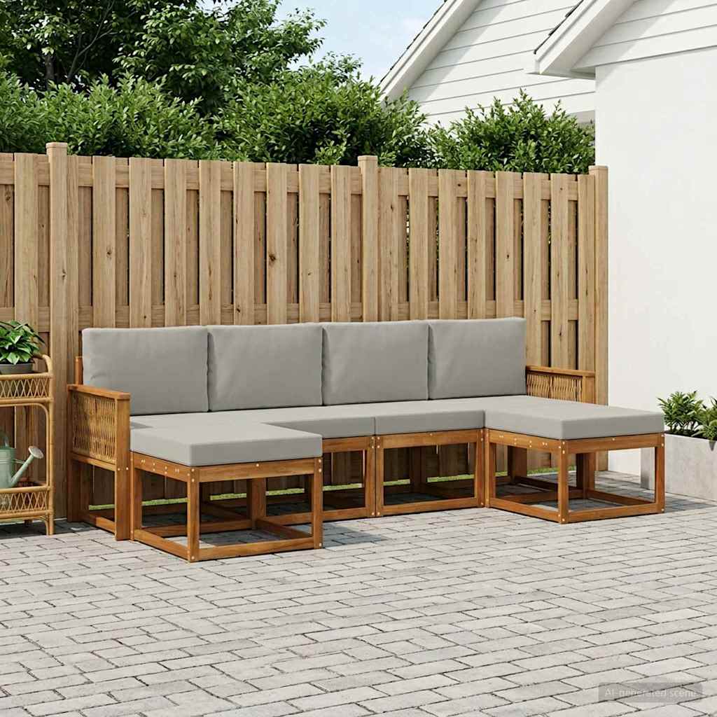 Set vanjskih sofa 6 pcs Prirodna i svjetlosiva Poliester