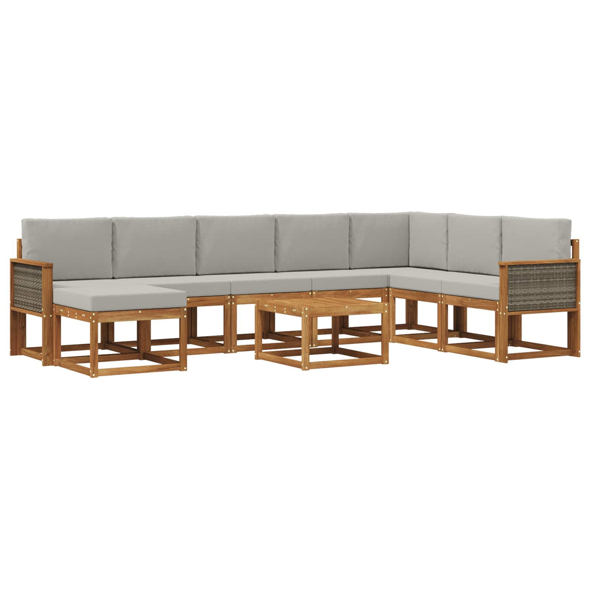 Set vanjskih sofa 9 kom. Prirodna i svjetlosiva Poliester