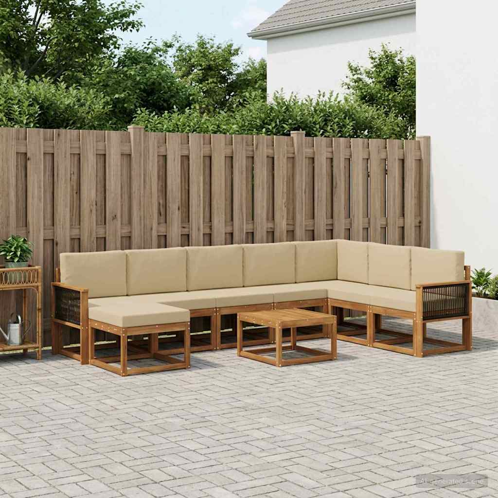 Set vanjskih sofa 9 kom. Prirodna i bež Poliester