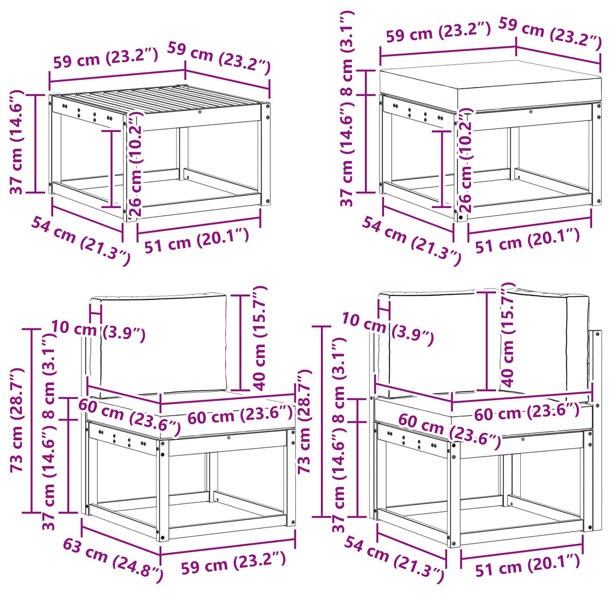 Set vanjskih sofa 9 kom. Prirodna i antracit