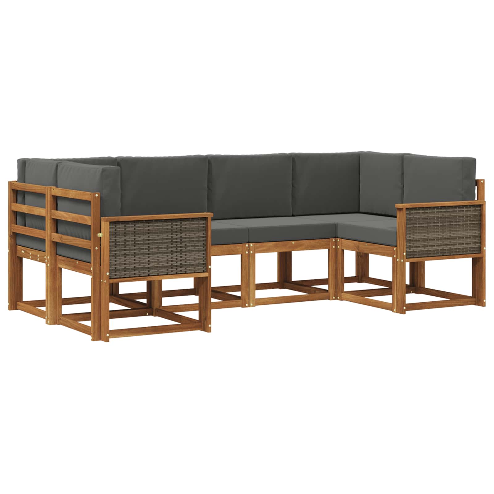 Set vanjskih sofa 6 pcs Prirodna i antracit Čvrsto drvo akacije