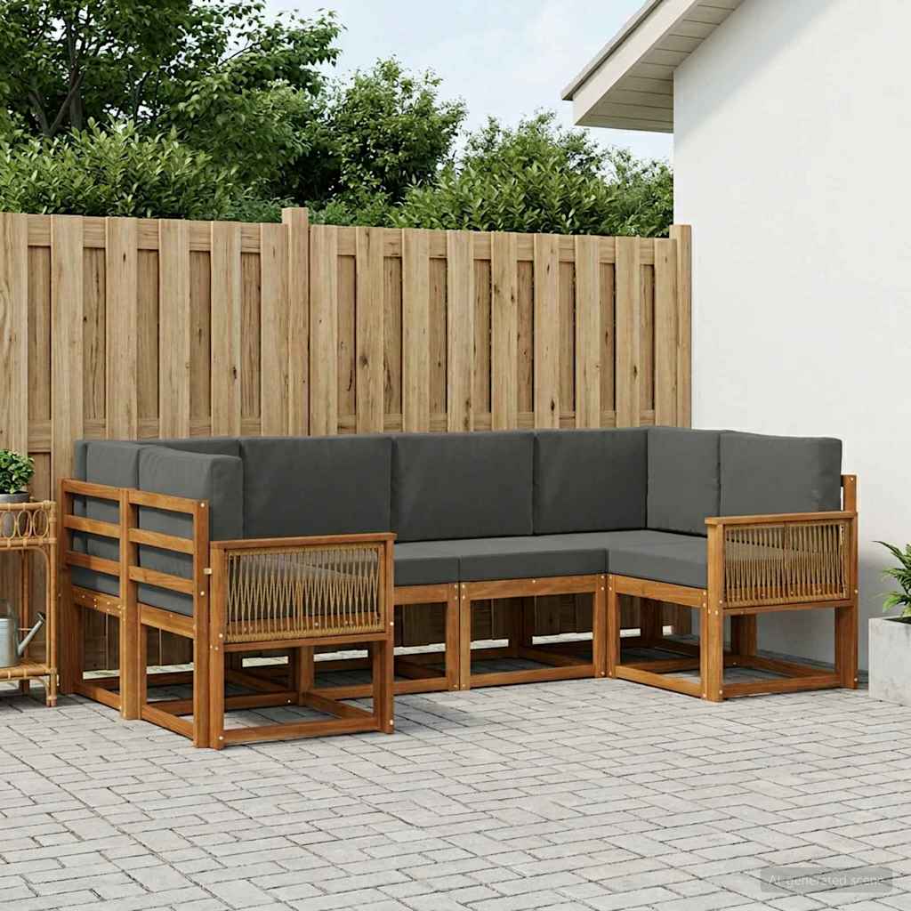 Set vanjskih sofa 6 pcs Prirodna i antracit Čvrsto drvo akacije