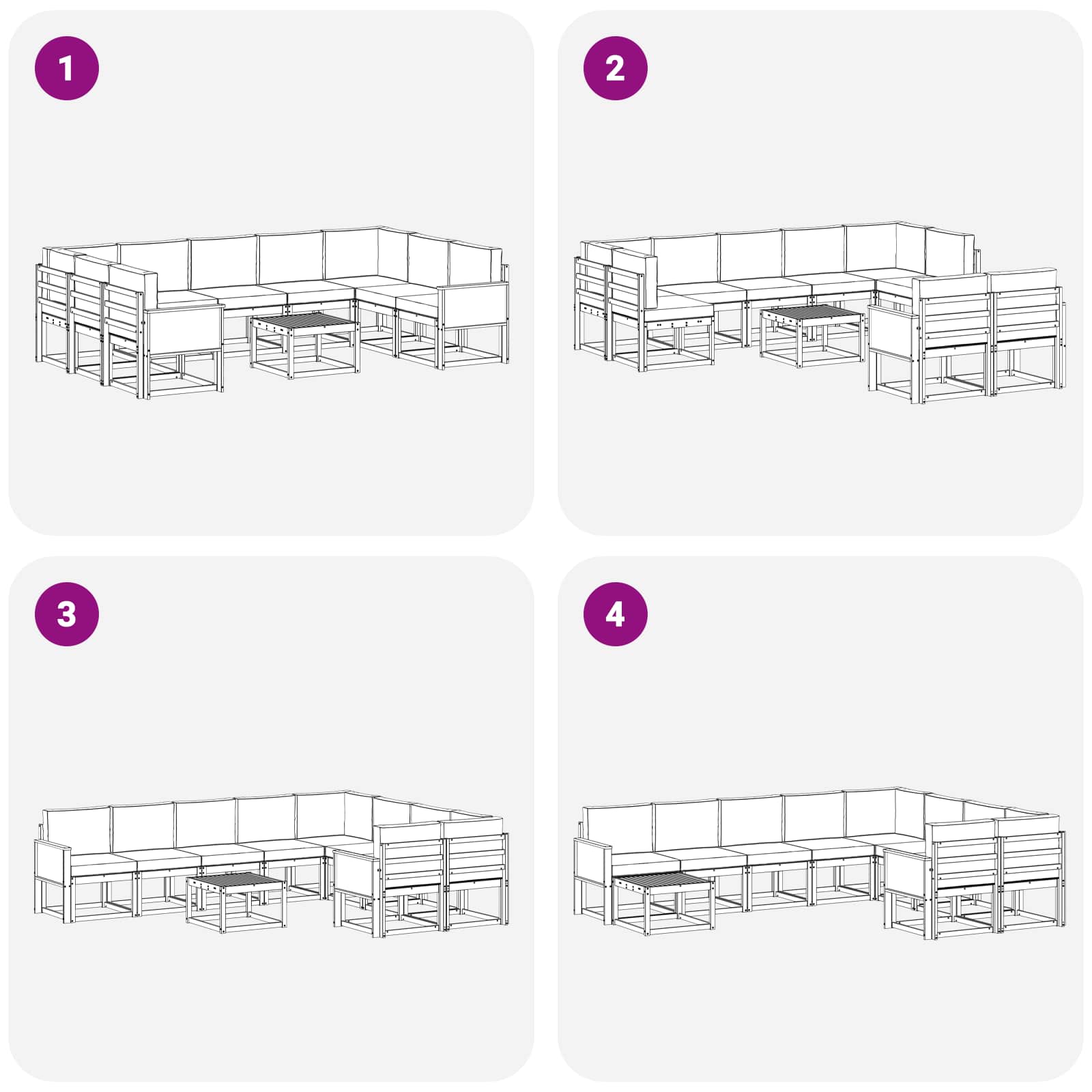 Set vanjskih sofa 10 pcs Prirodna i krem Čvrsto drvo akacije