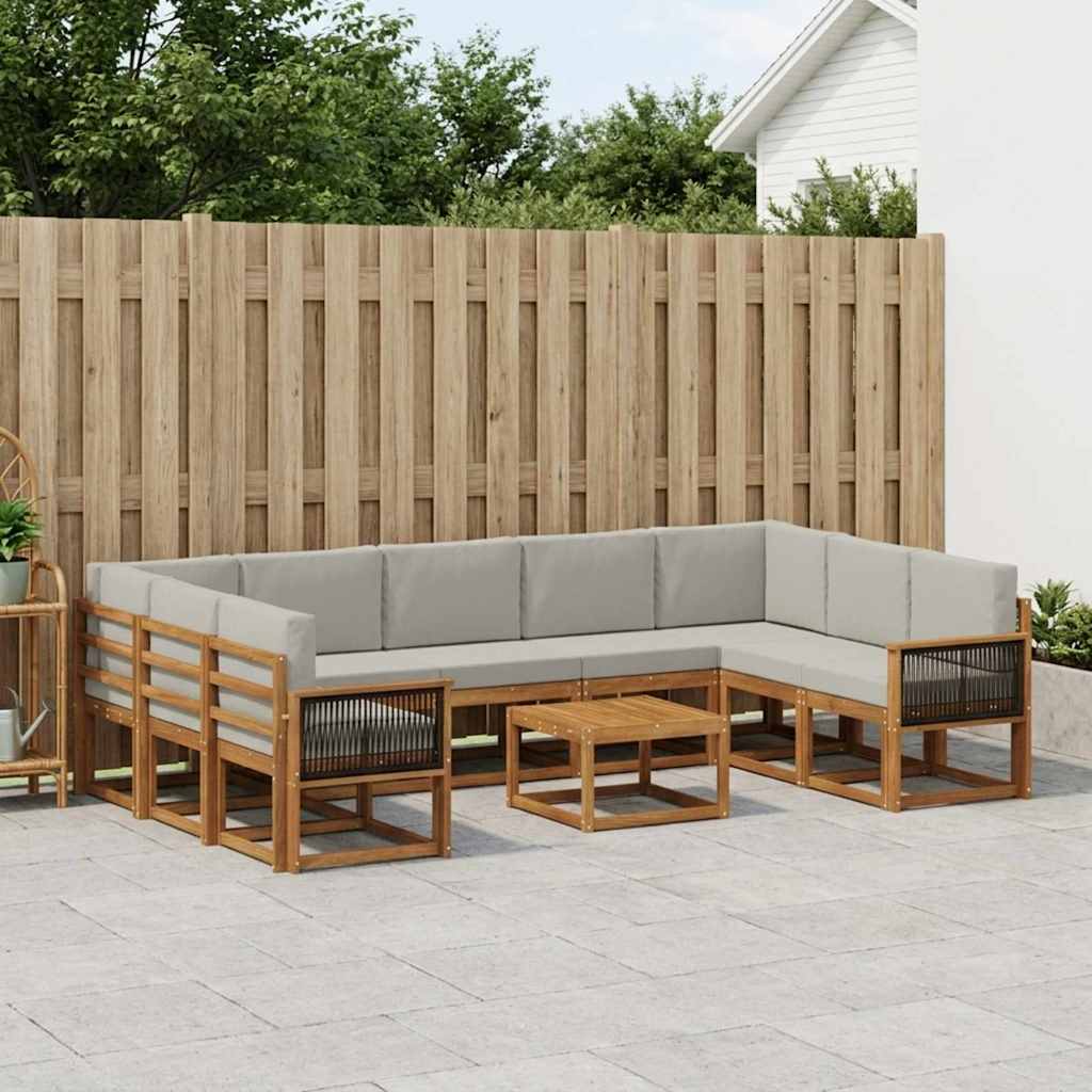 Set vanjskih sofa s jastukom 10 pcs Prirodna i svjetlosiva