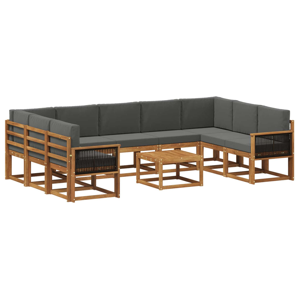 Set vanjskih sofa 10 kom. Prirodna i antracit