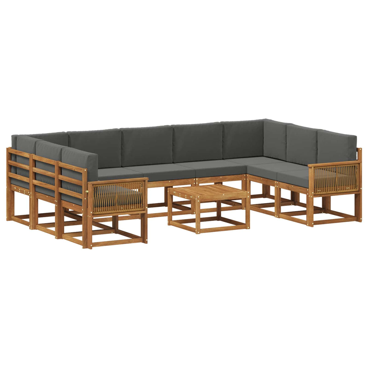 Set vanjskih sofa 10 kom. Prirodna i antracit