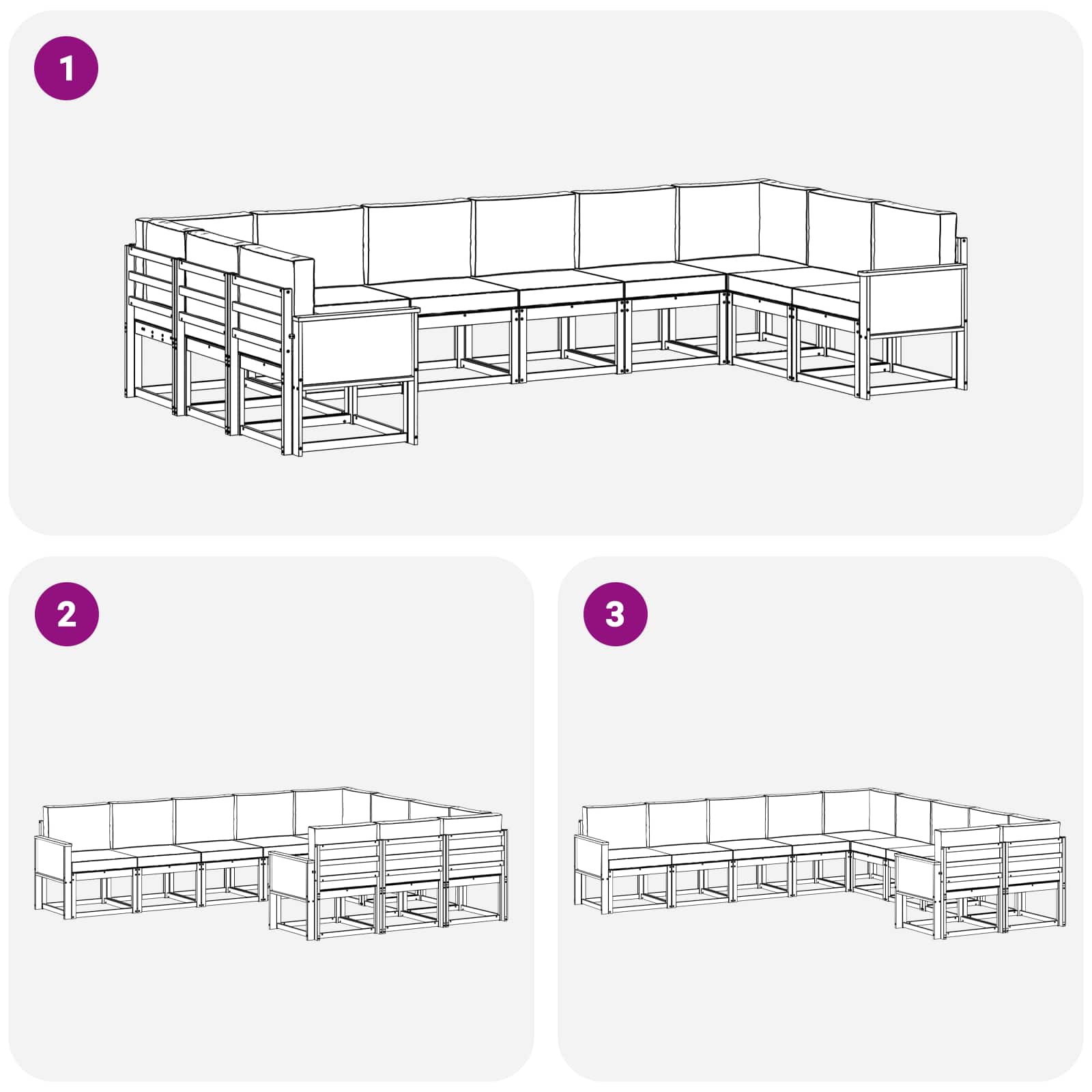 Set vanjskih sofa 10 pcs Prirodna i antracit