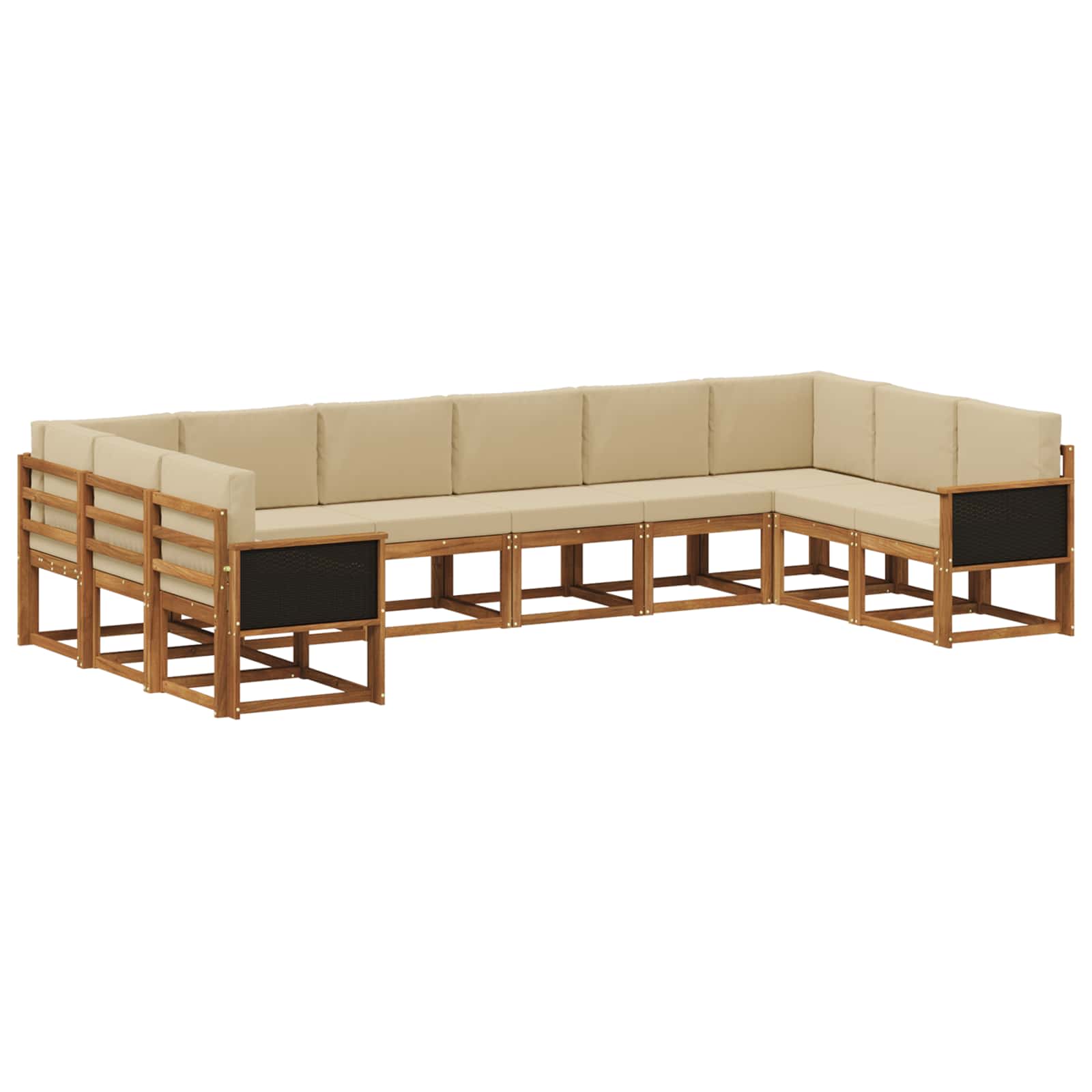 Set vanjskih sofa 10 pcs Prirodna i bež Čvrsto drvo akacije