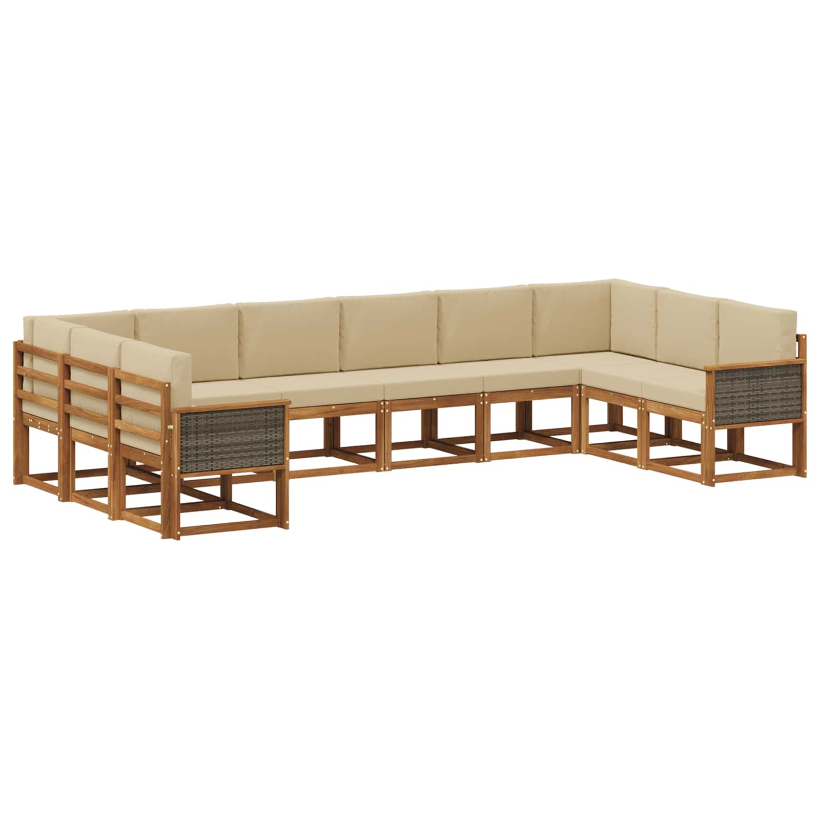 Set vanjskih sofa 10 pcs Prirodna i bež Čvrsto drvo akacije