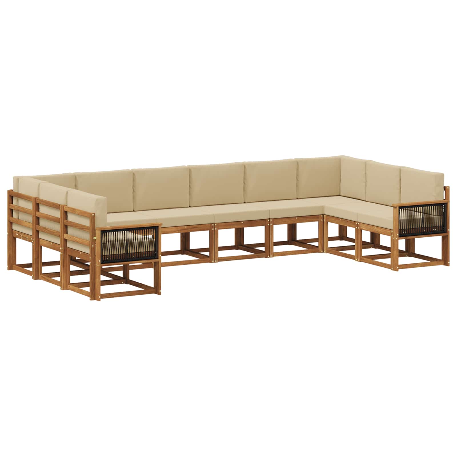 Set vanjskih sofa 10 pcs Prirodna i bež Čvrsto drvo akacije