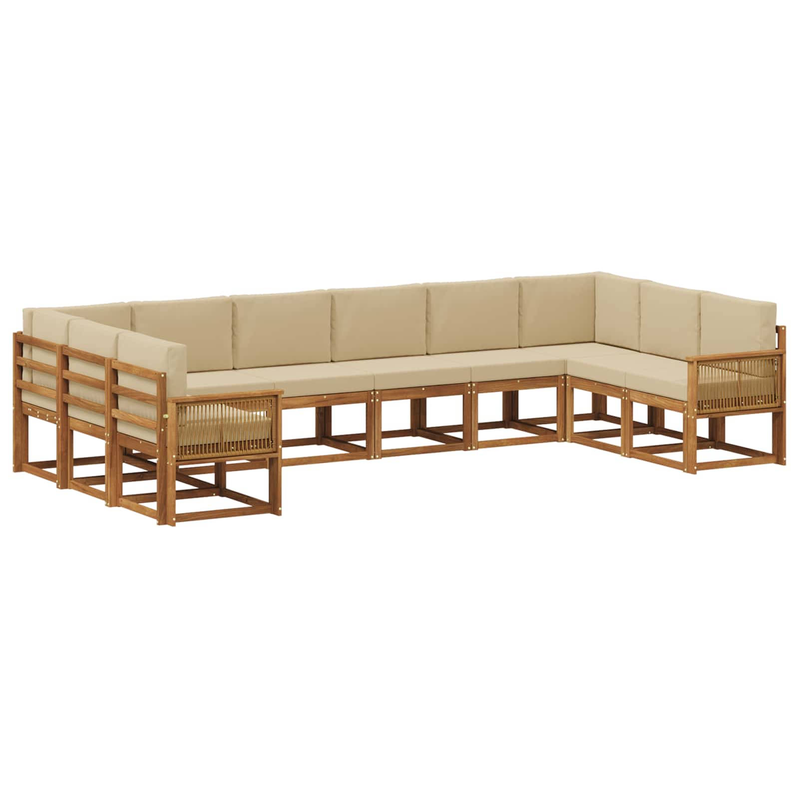 Set vanjskih sofa 10 pcs Prirodna i bež Čvrsto drvo akacije