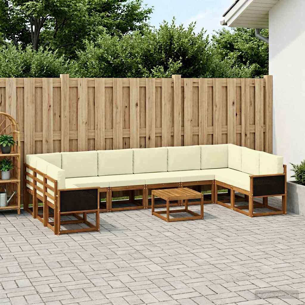 Set vanjskih sofa 11 pcs Prirodna i krem Čvrsto drvo akacije